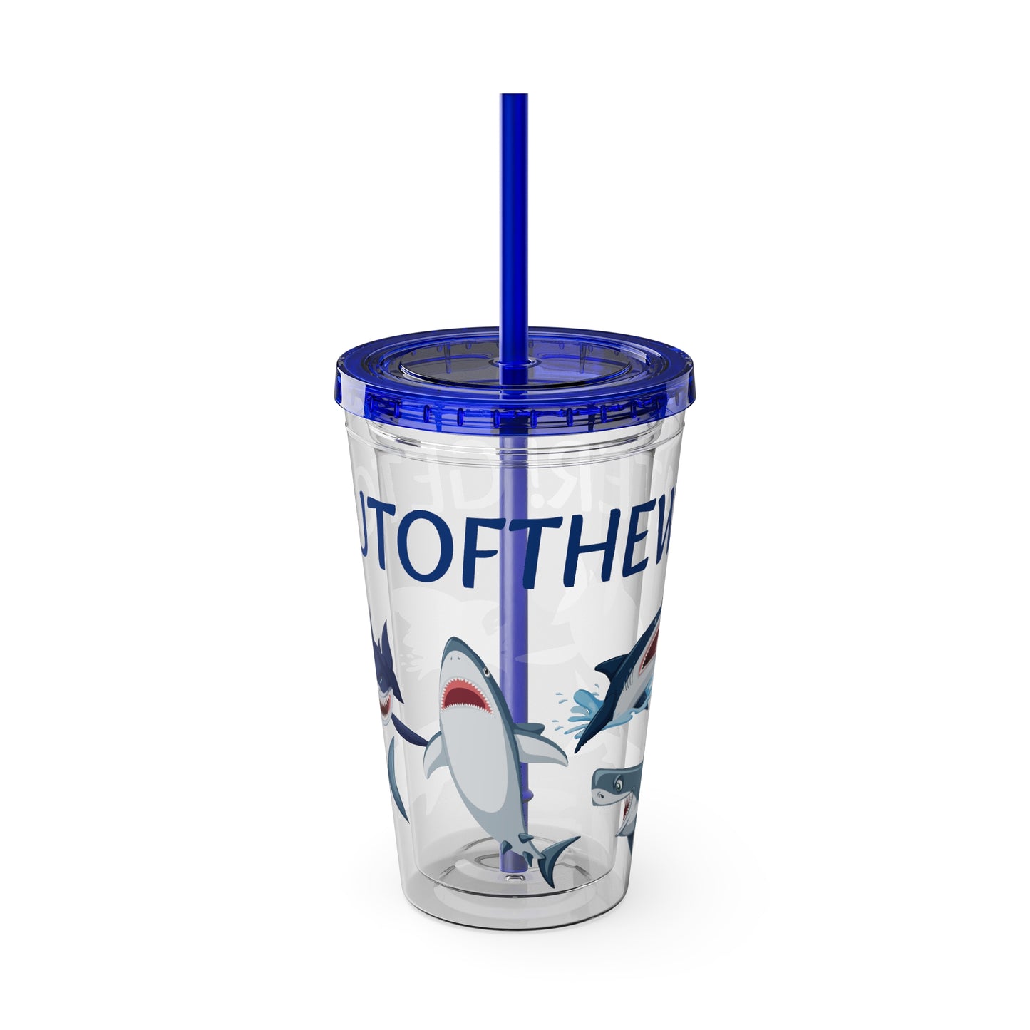 Tumbler Cup - 'Get Out Of The Water' Sharks Design, 16oz