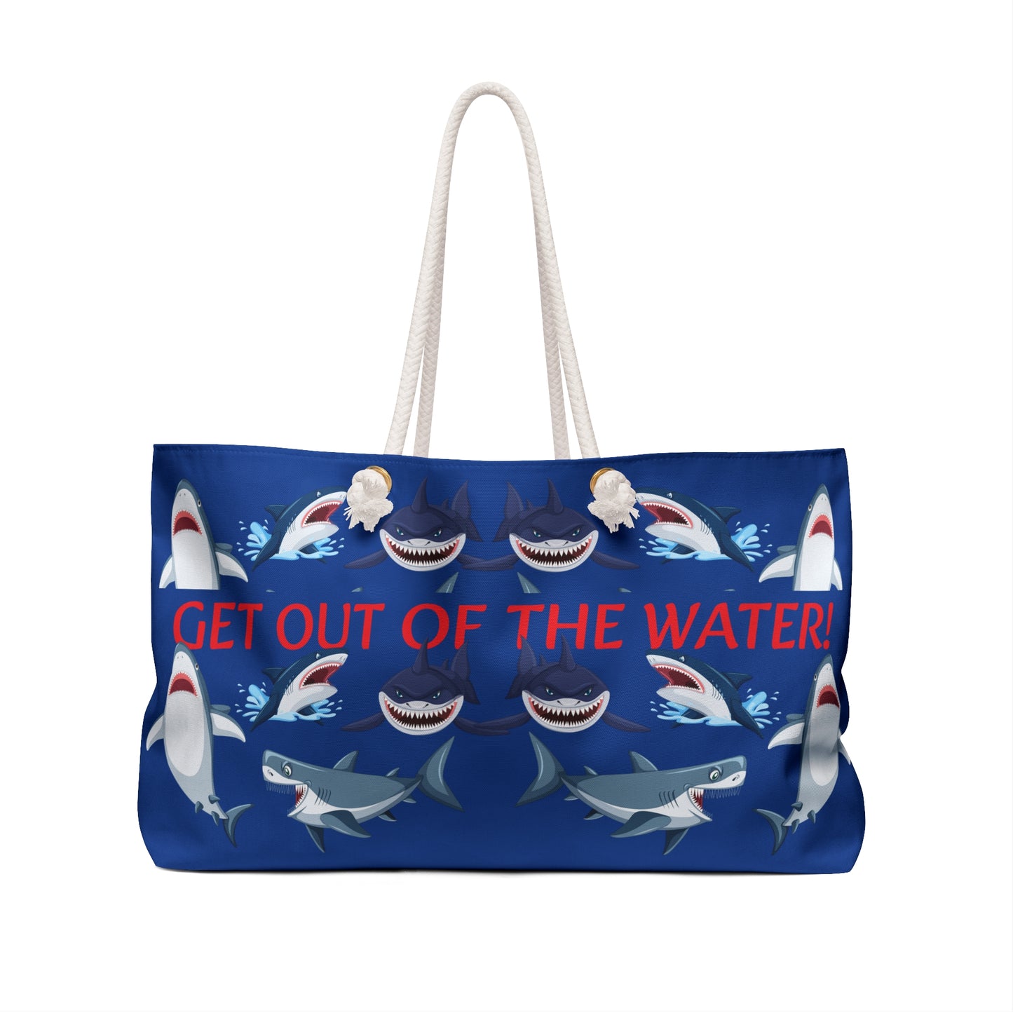 "Get Out of The Water!" Beach Tote Bag (Navy)