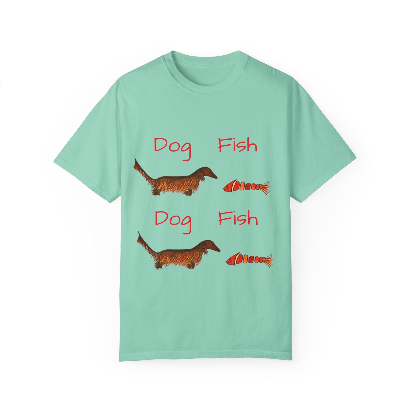 Dachsund and Fish T-Shirt - Cute and Whimsical Unisex Tee