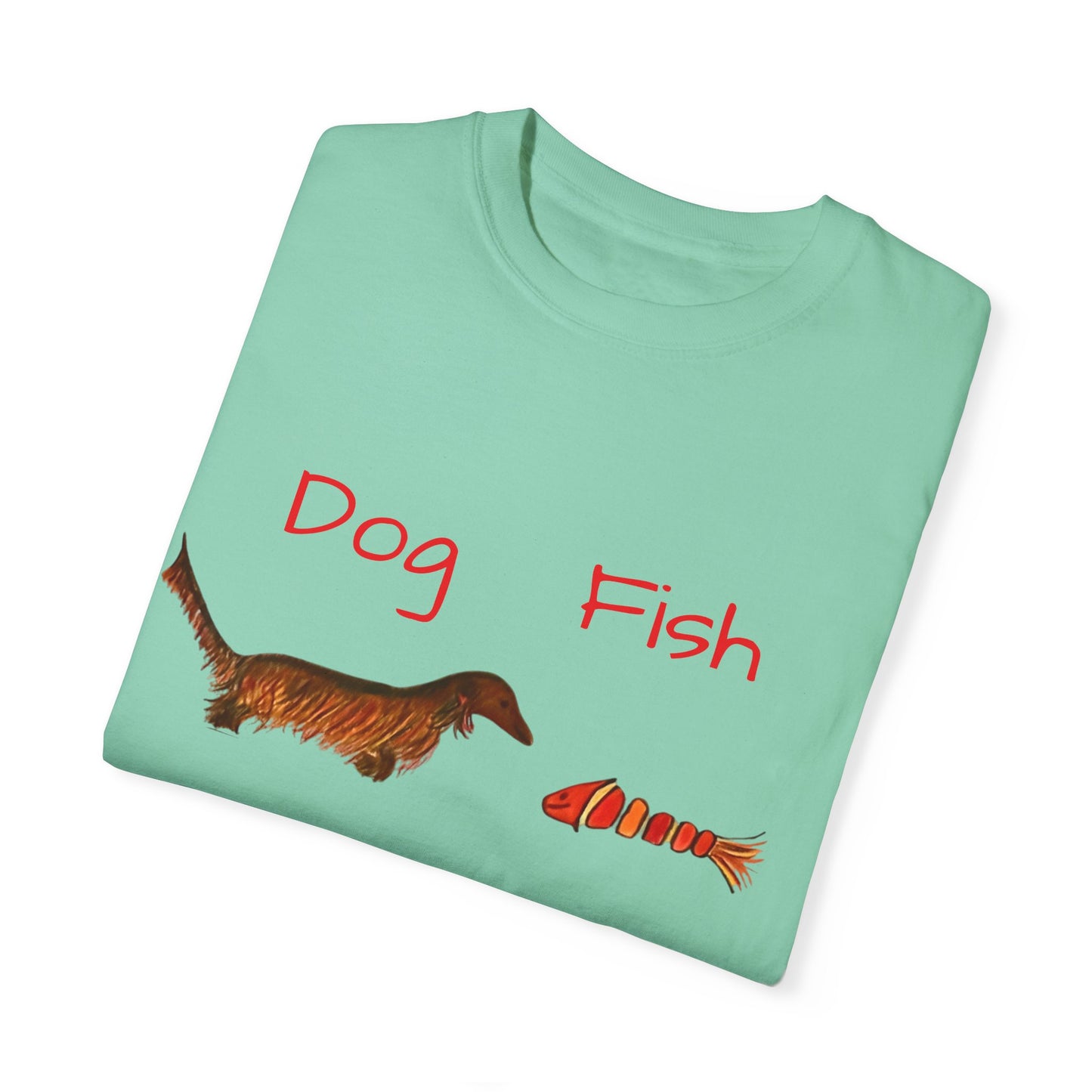 Dachsund and Fish T-Shirt - Cute and Whimsical Unisex Tee