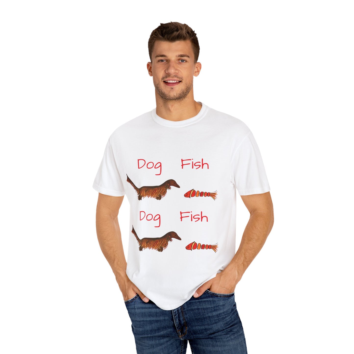 Dachsund and Fish T-Shirt - Cute and Whimsical Unisex Tee