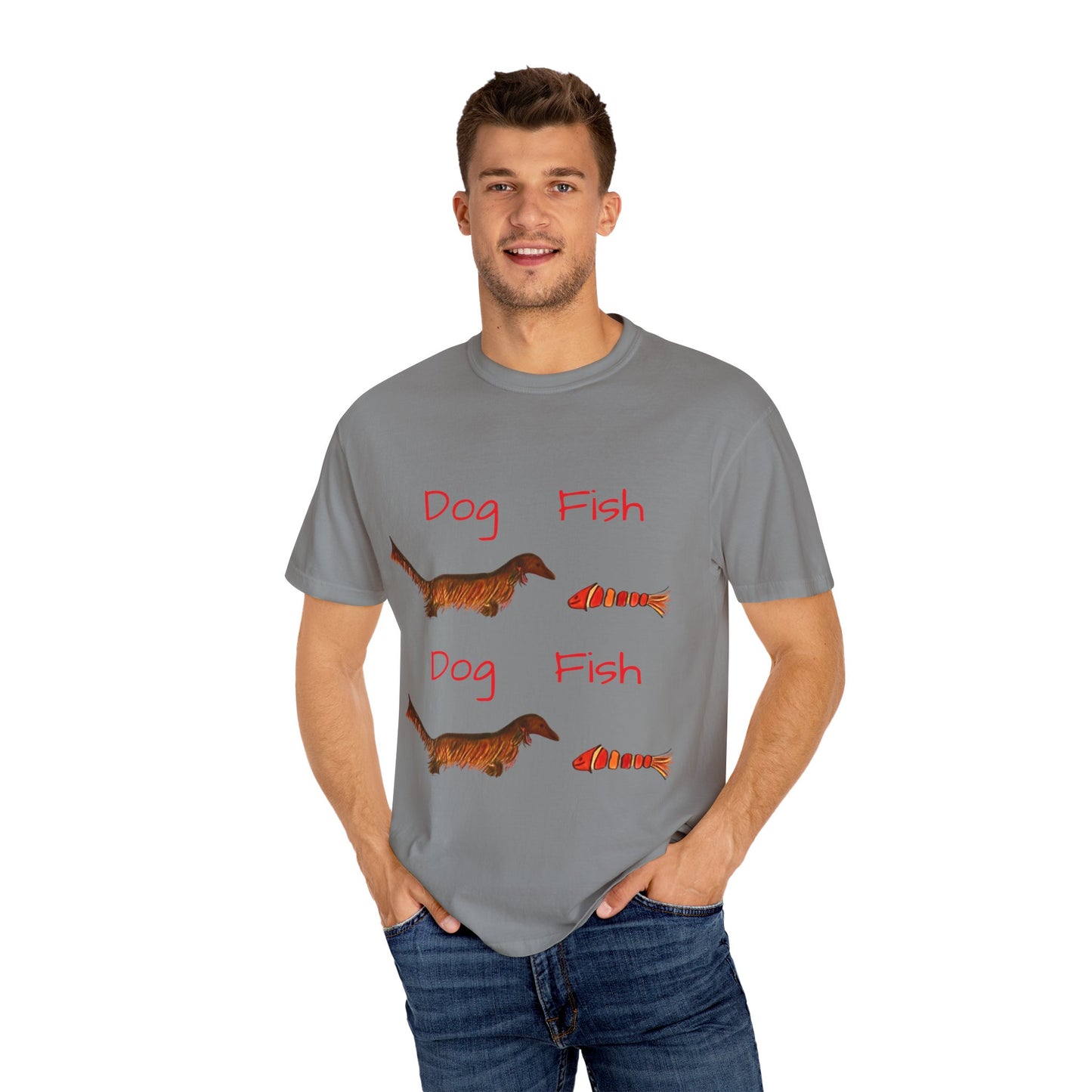 Dachsund and Fish T-Shirt - Cute and Whimsical Unisex Tee
