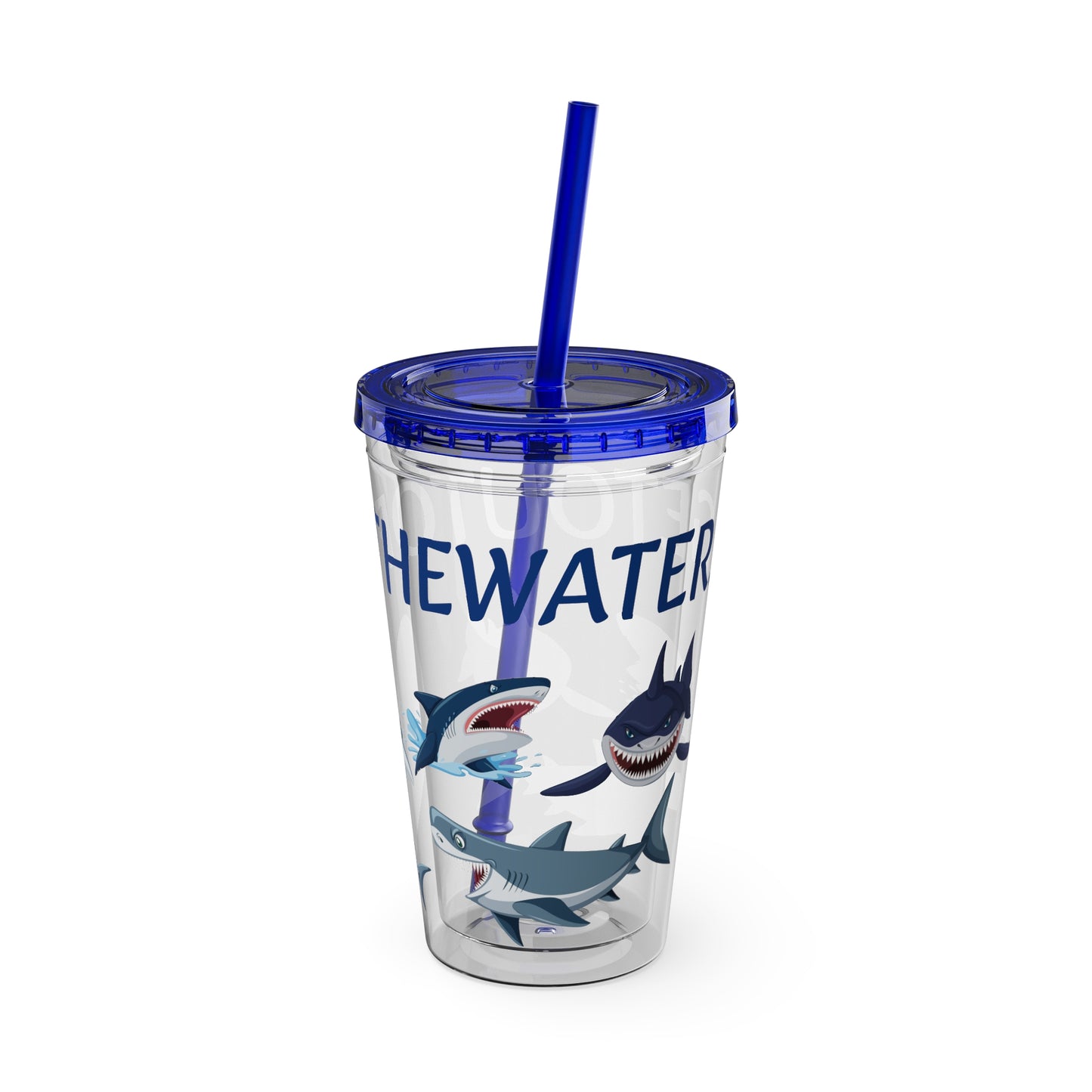 Tumbler Cup - 'Get Out Of The Water' Sharks Design, 16oz