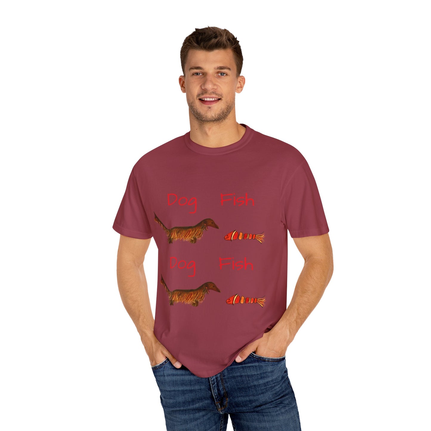 Dachsund and Fish T-Shirt - Cute and Whimsical Unisex Tee