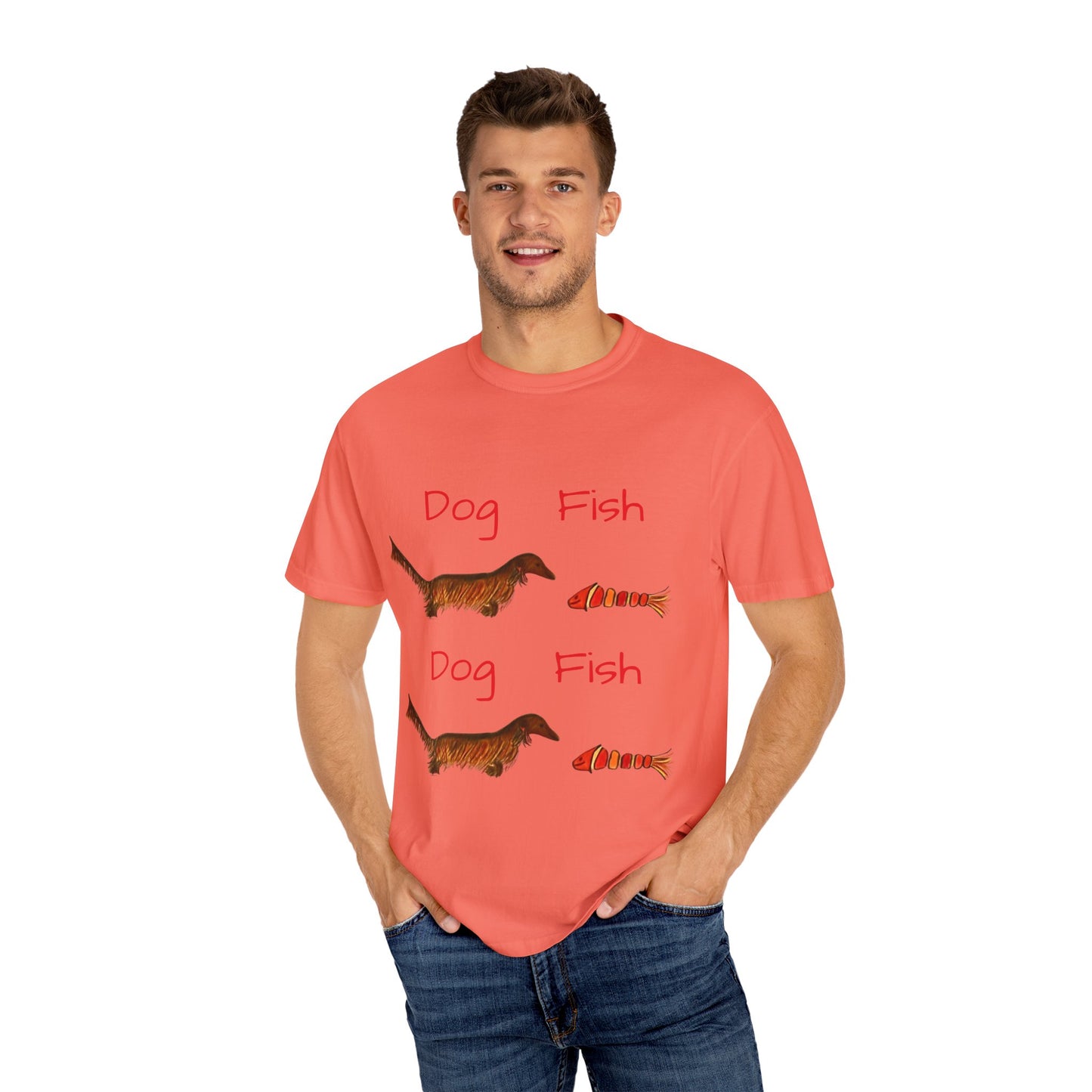 Dachsund and Fish T-Shirt - Cute and Whimsical Unisex Tee