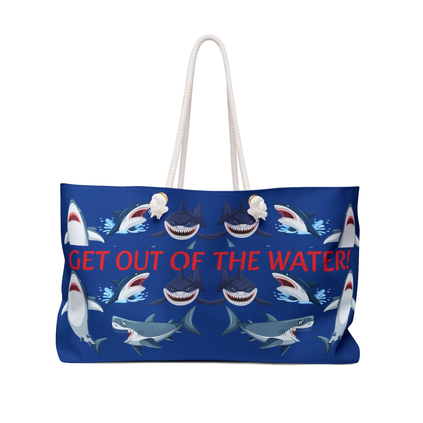 "Get Out of The Water!" Beach Tote Bag (Navy)