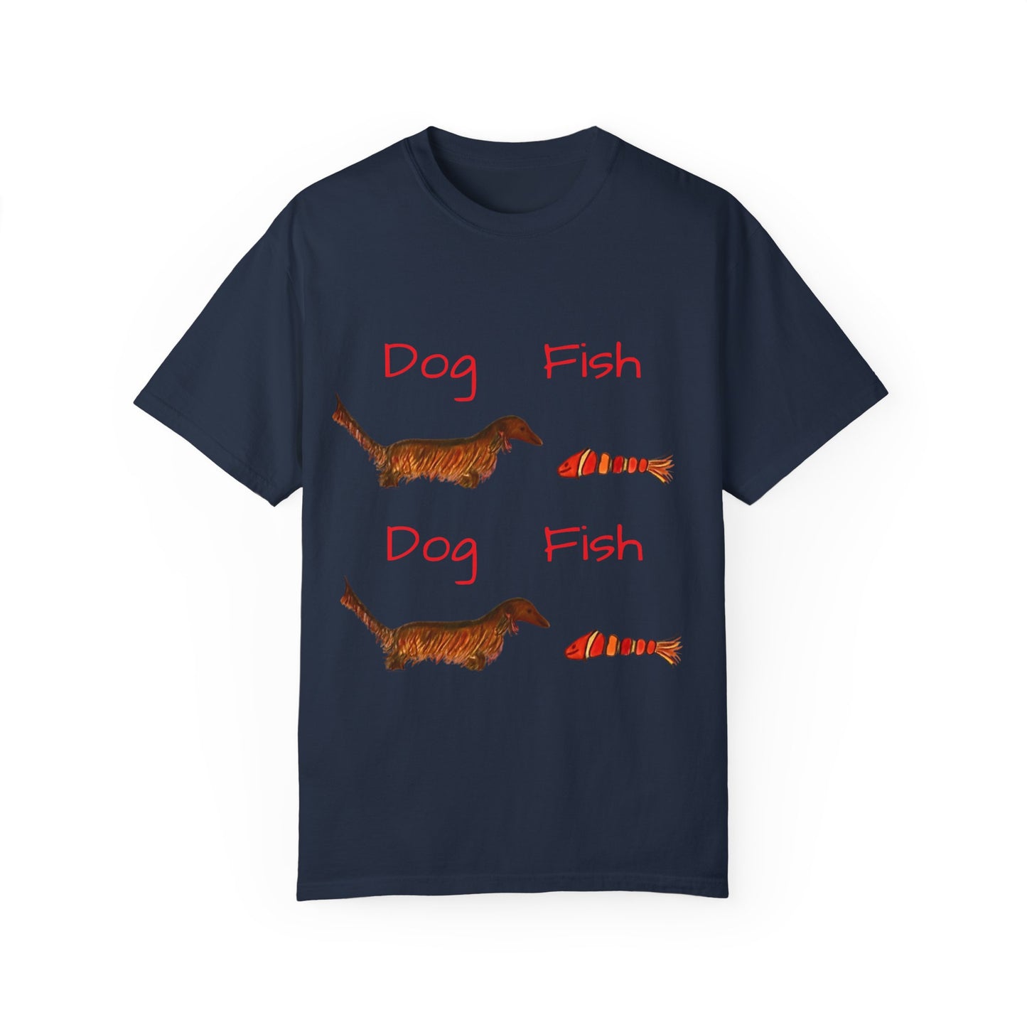 Dachsund and Fish T-Shirt - Cute and Whimsical Unisex Tee