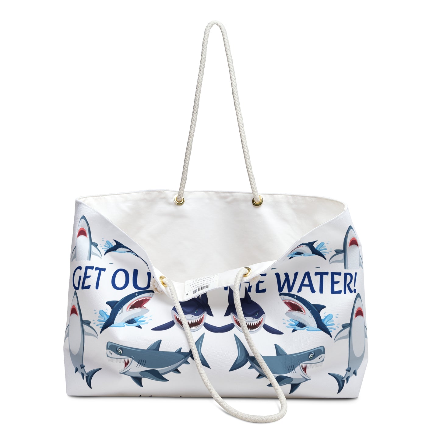 " Get Out of The Water! " Beach Tote Bag (White)
