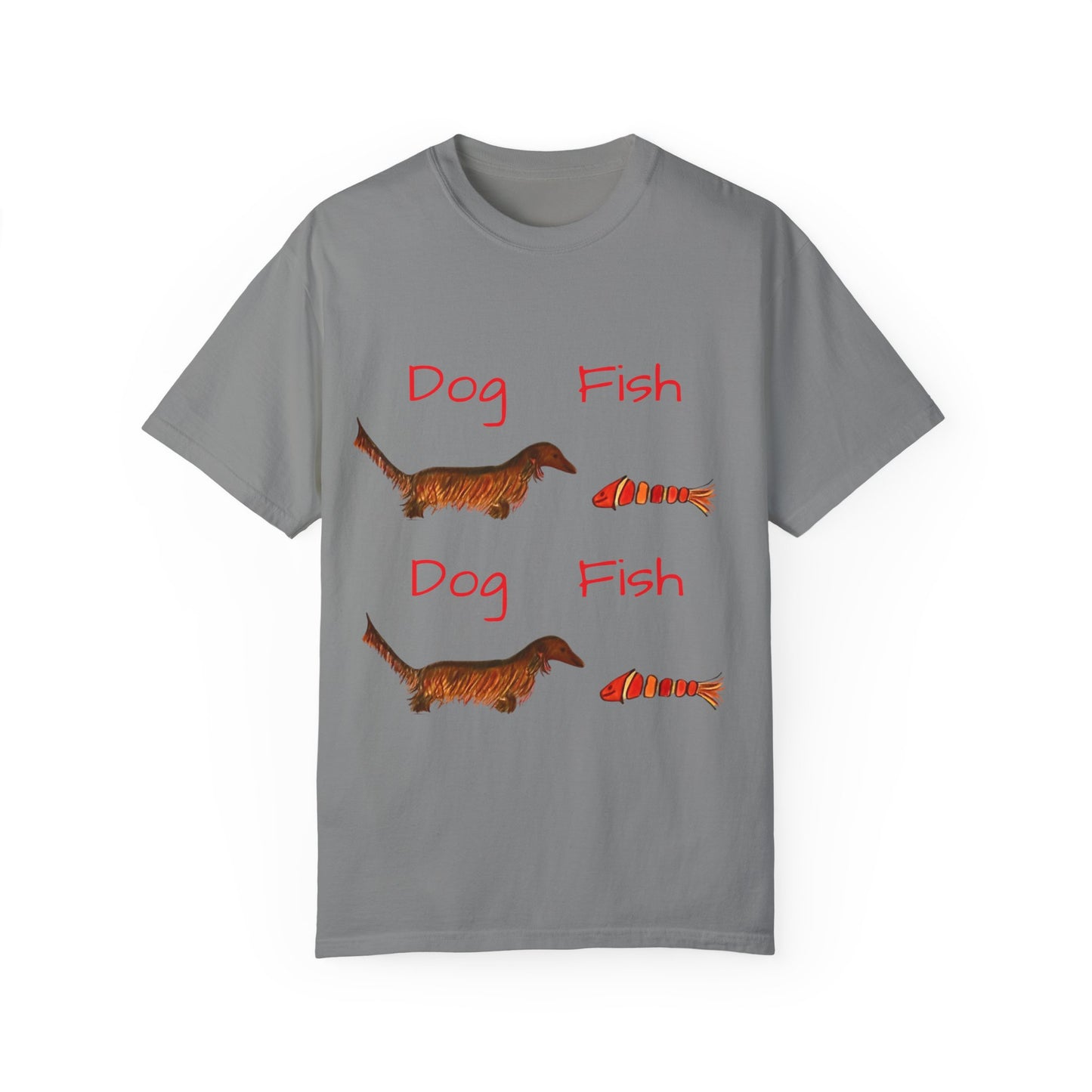 Dachsund and Fish T-Shirt - Cute and Whimsical Unisex Tee