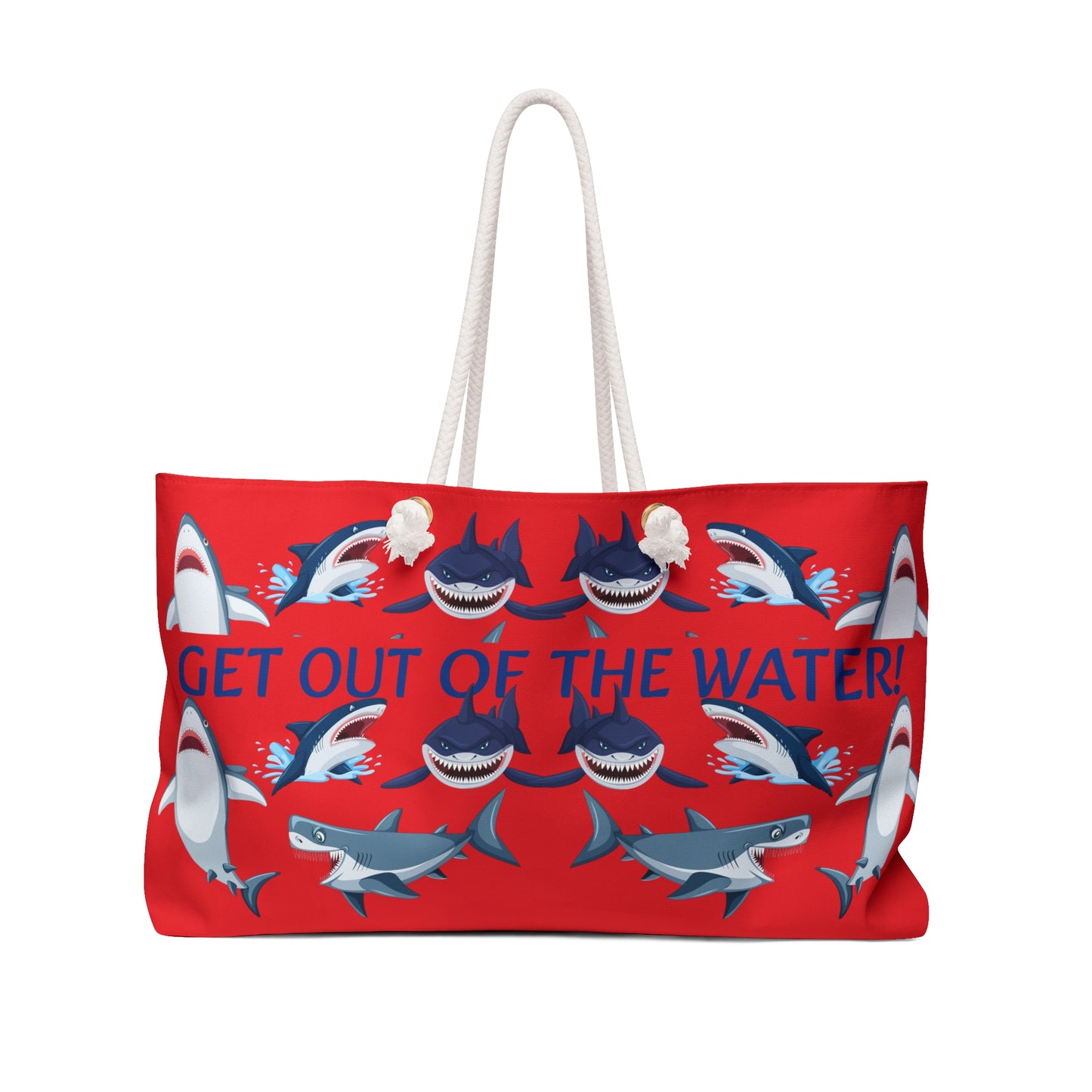 "Get Out Of The Water!" Beach/Boat Tote Bag (Red)