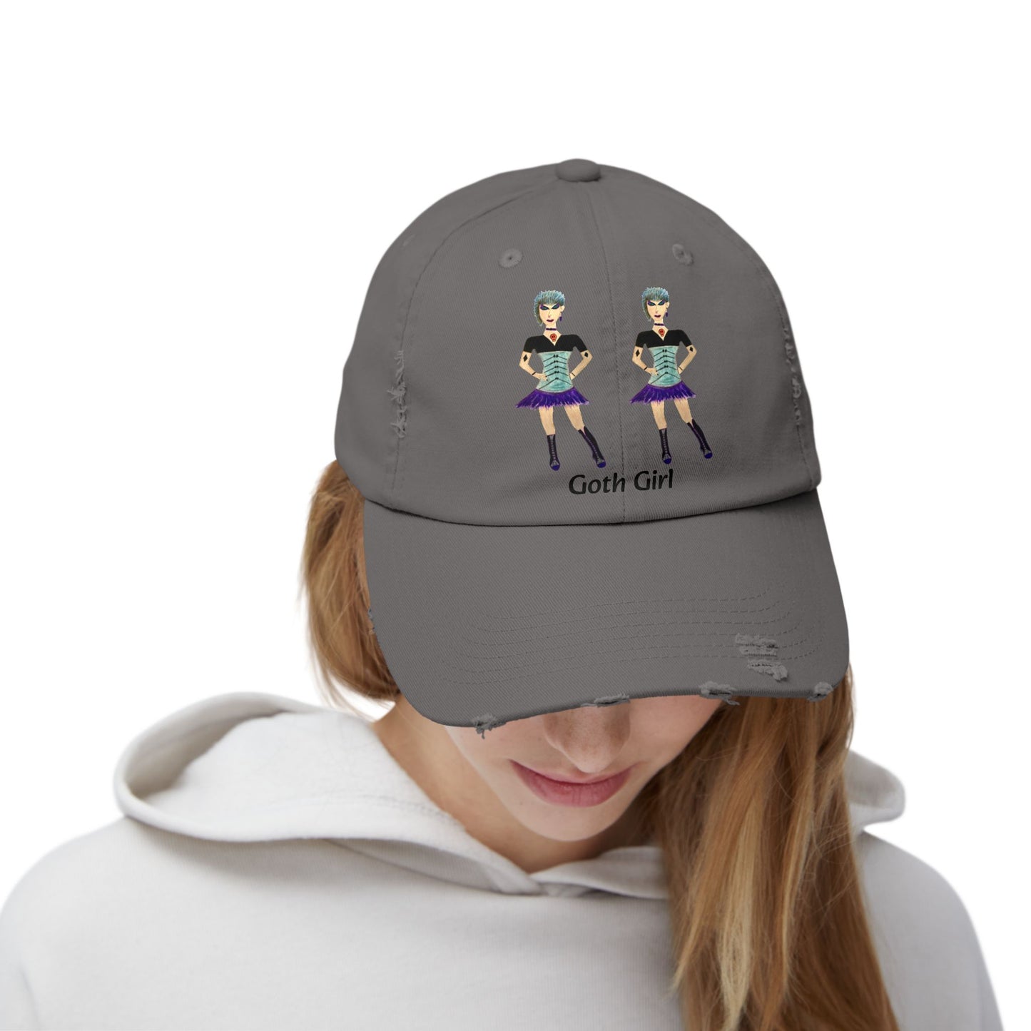 Goth Girl Pip Unisex Distressed Cap