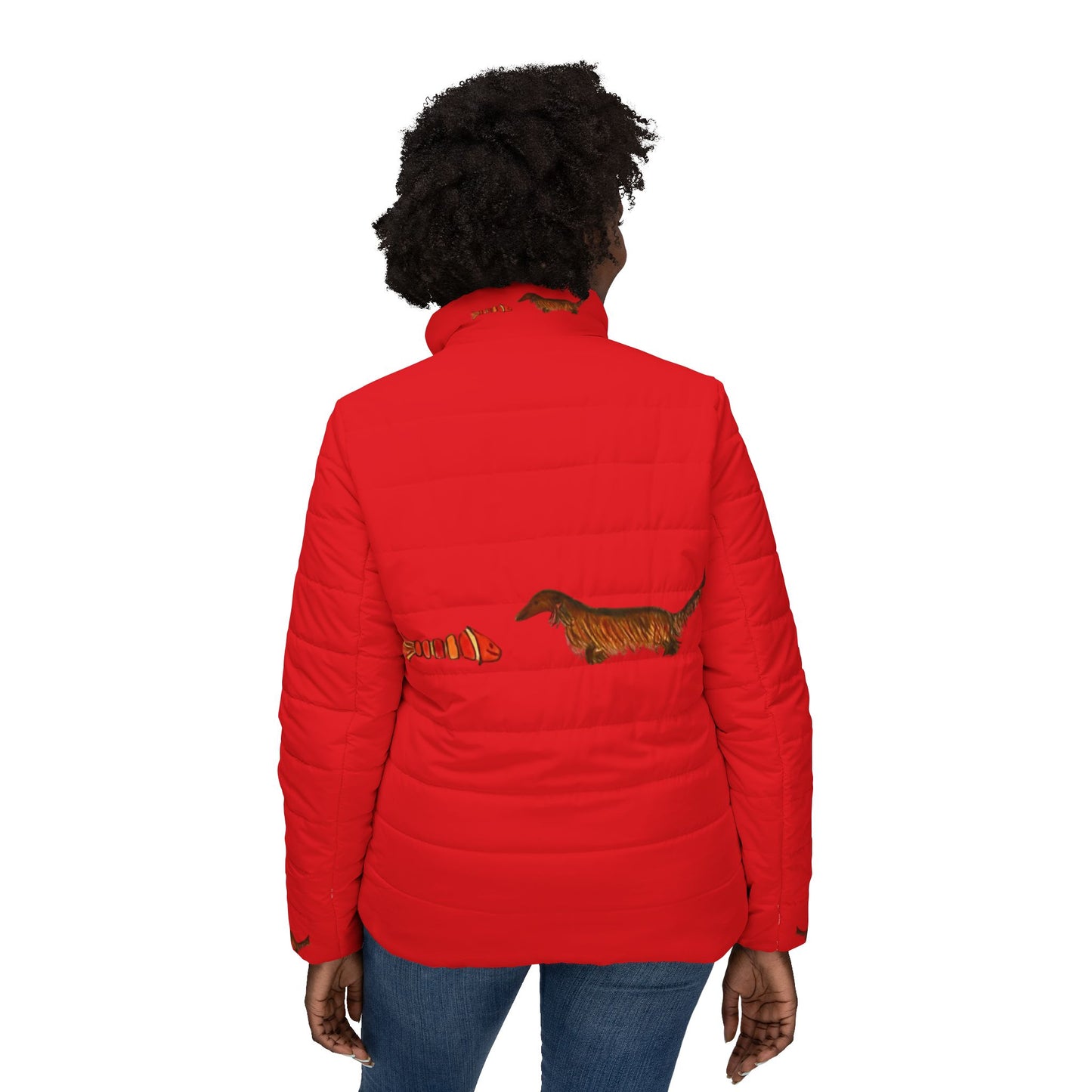 Fifi Dachsund and The Fish! Women’s Puffer Jacket