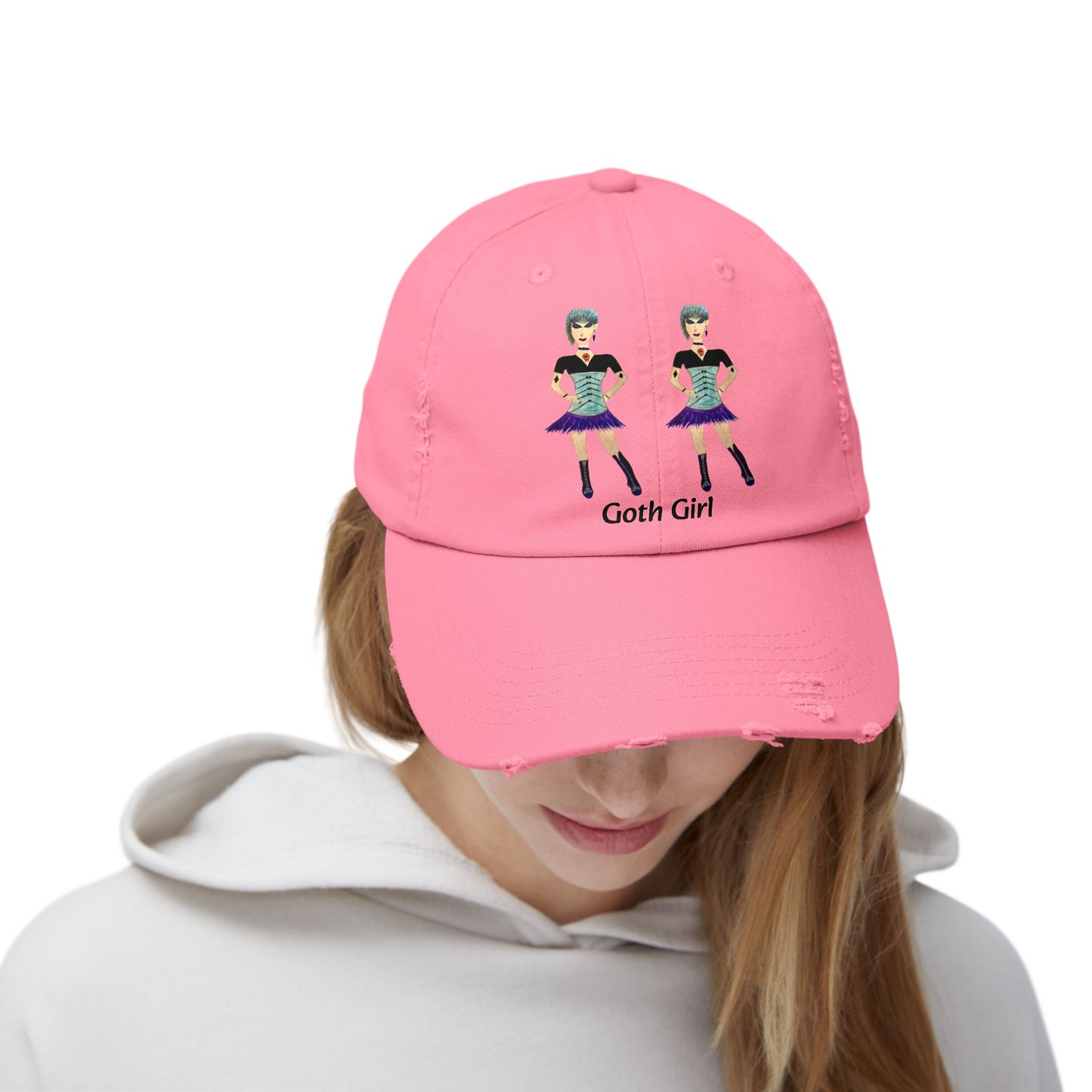 Goth Girl Pip Unisex Distressed Cap