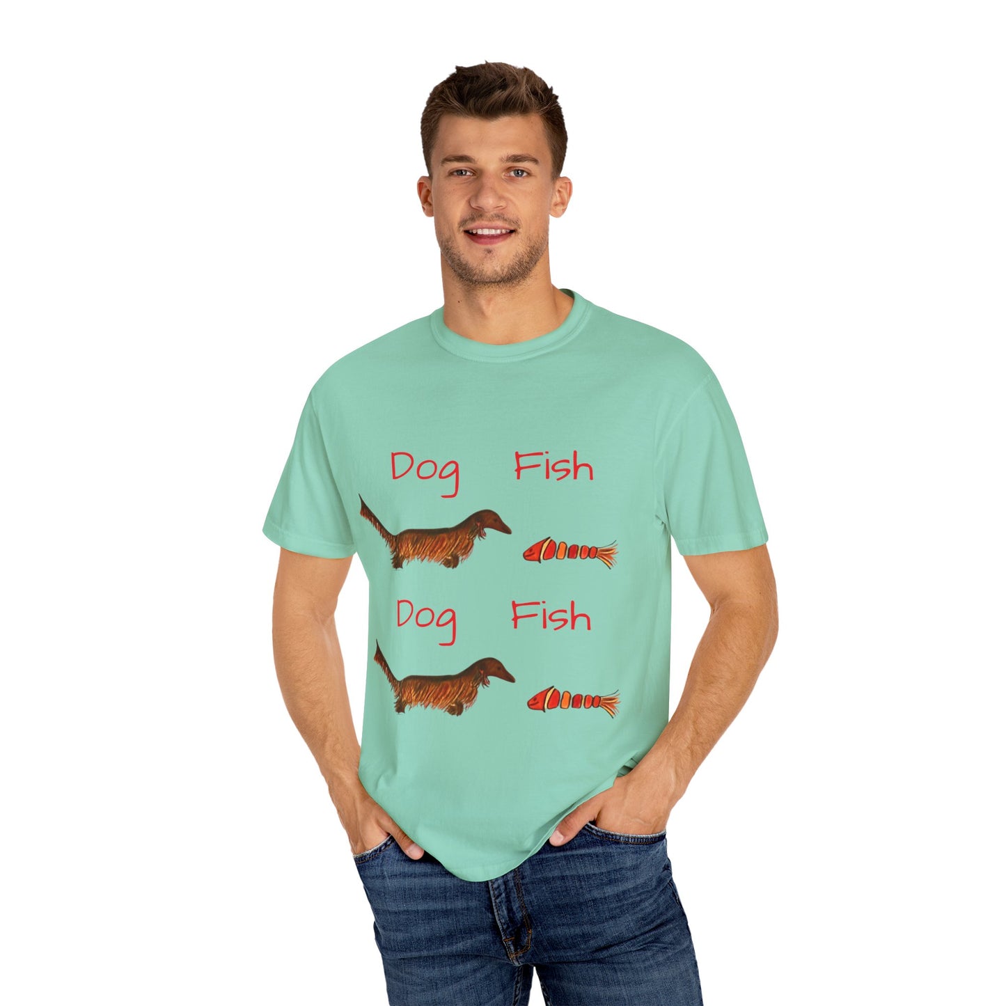 Dachsund and Fish T-Shirt - Cute and Whimsical Unisex Tee