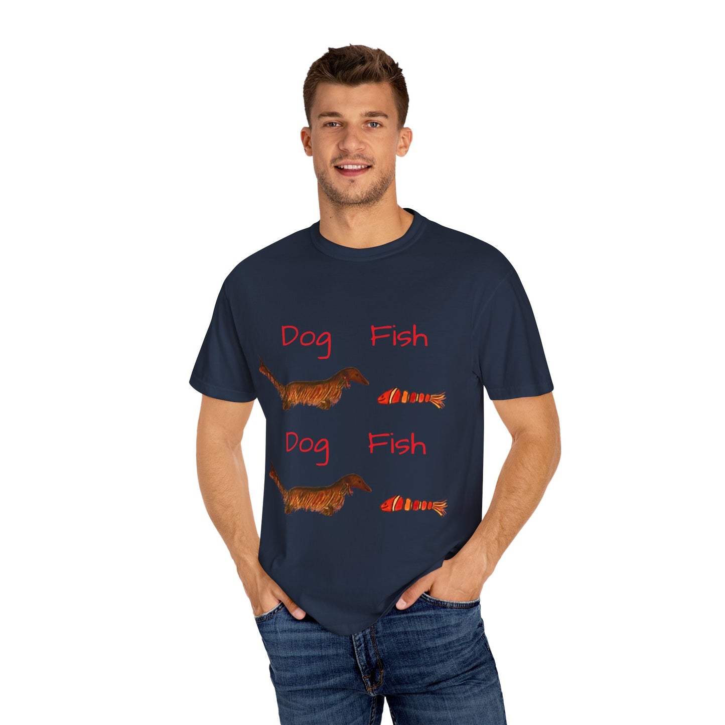 Dachsund and Fish T-Shirt - Cute and Whimsical Unisex Tee