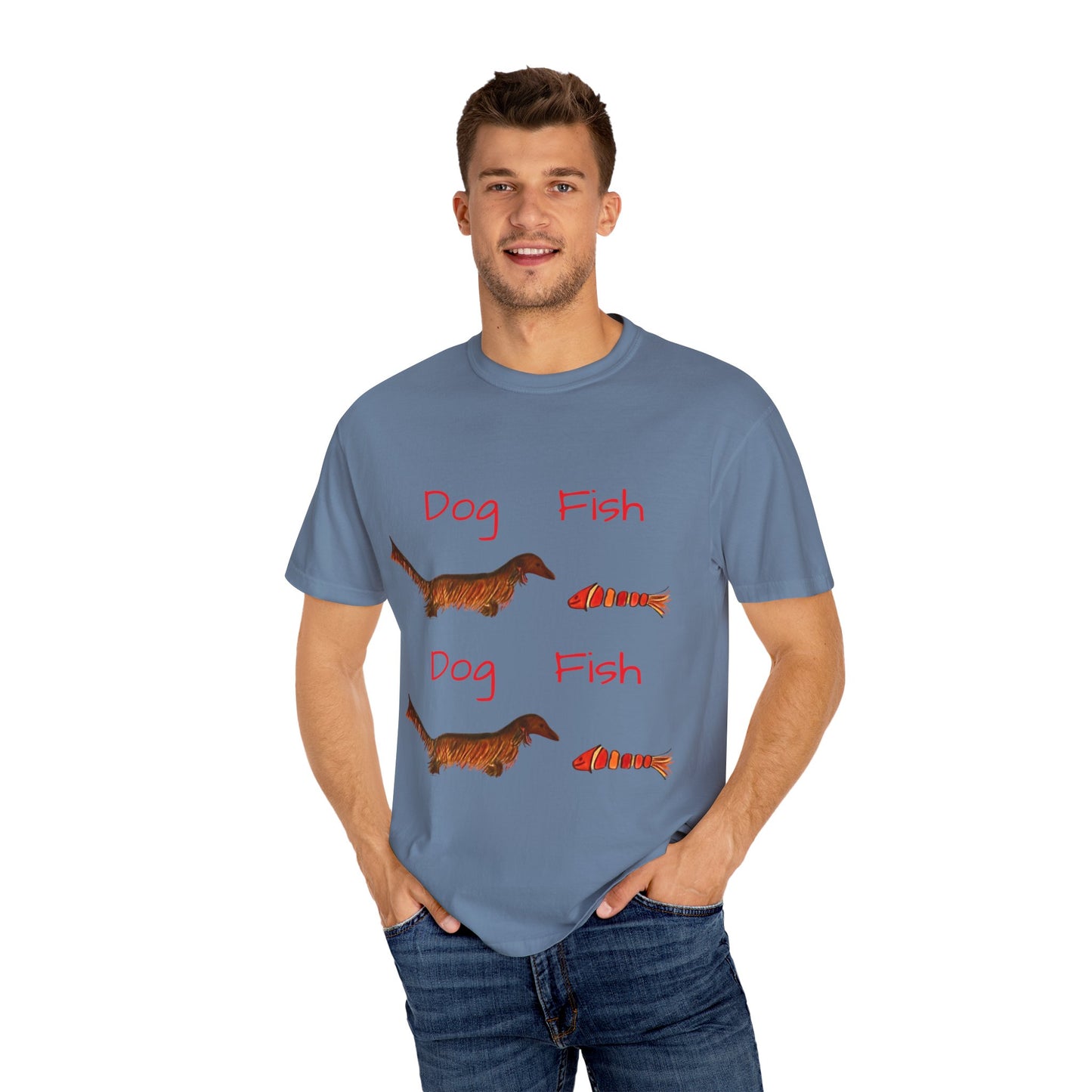 Dachsund and Fish T-Shirt - Cute and Whimsical Unisex Tee