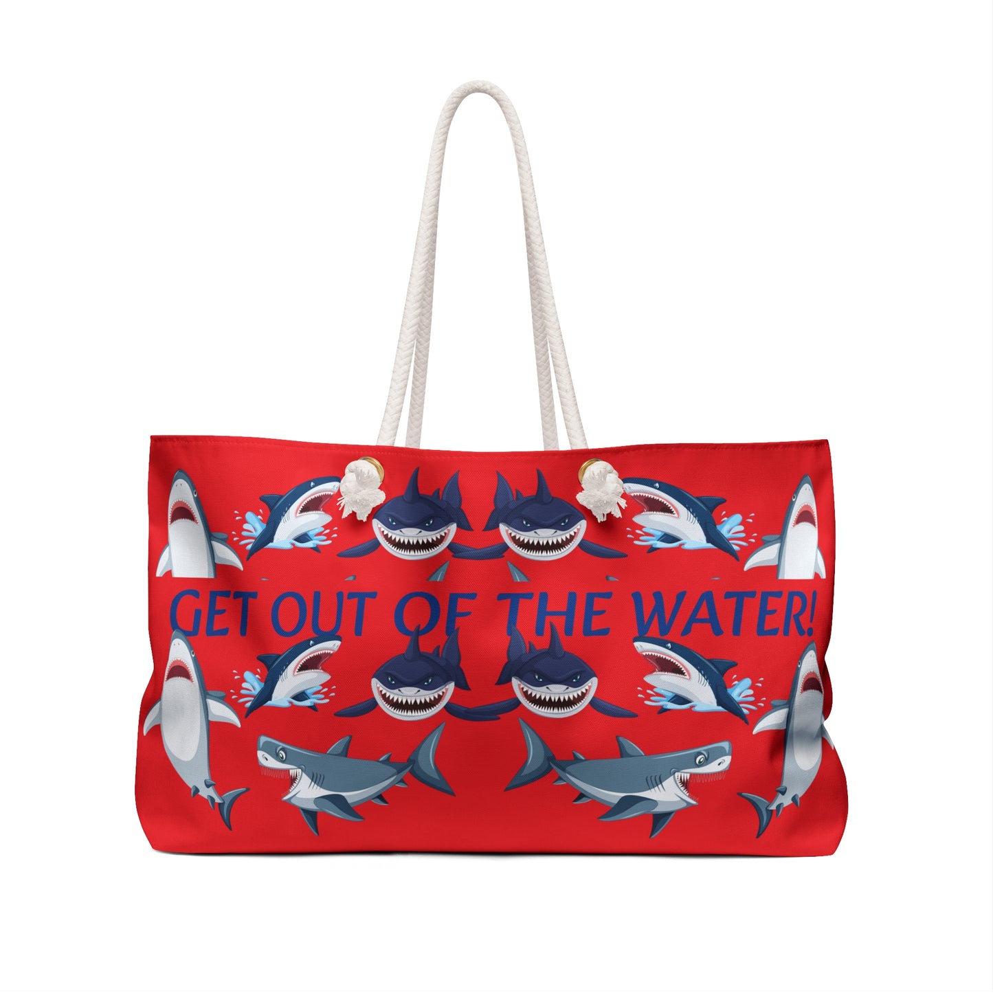 "Get Out Of The Water!" Beach/Boat Tote Bag (Red)