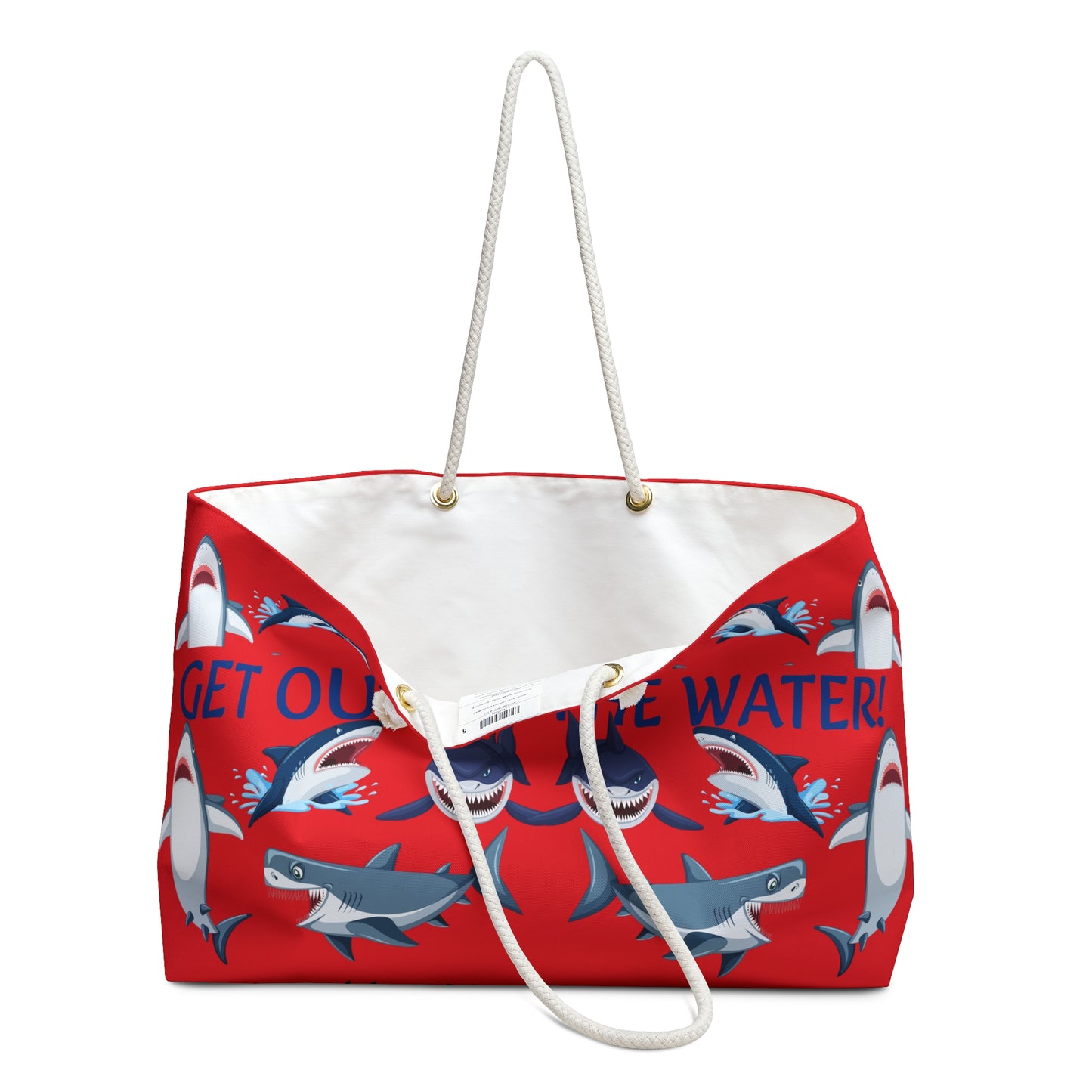 "Get Out Of The Water!" Beach/Boat Tote Bag (Red)