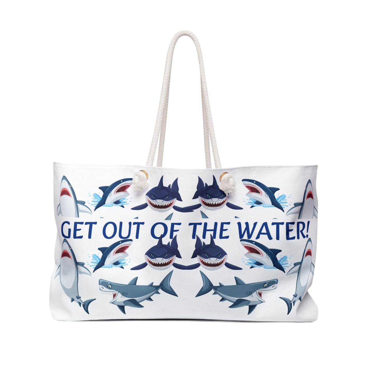" Get Out of The Water! " Beach Tote Bag (White)