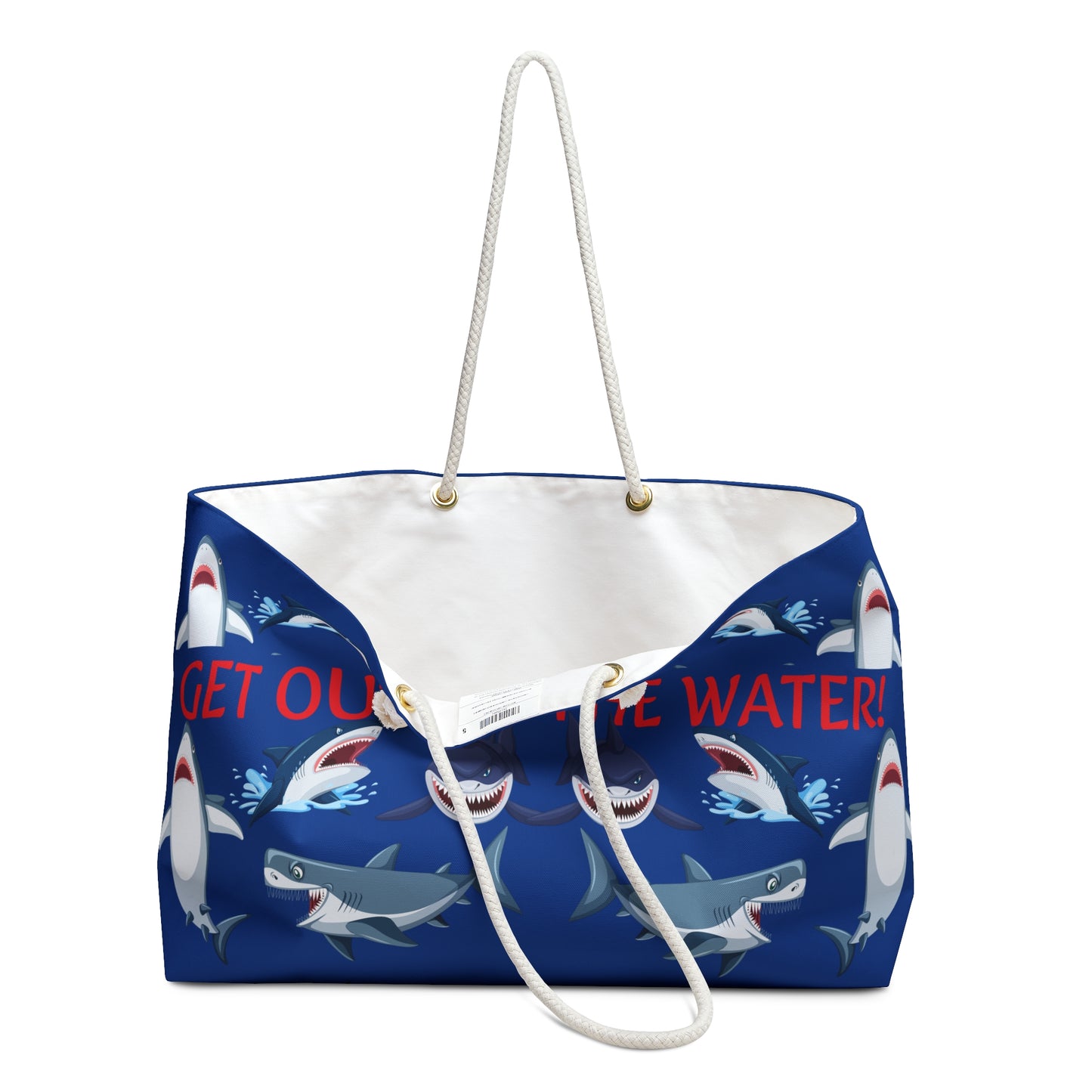 "Get Out of The Water!" Beach Tote Bag (Navy)
