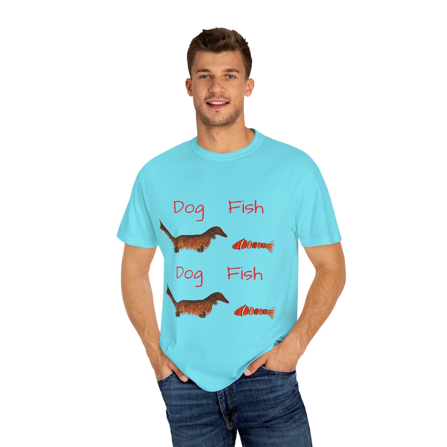 Dachsund and Fish T-Shirt - Cute and Whimsical Unisex Tee