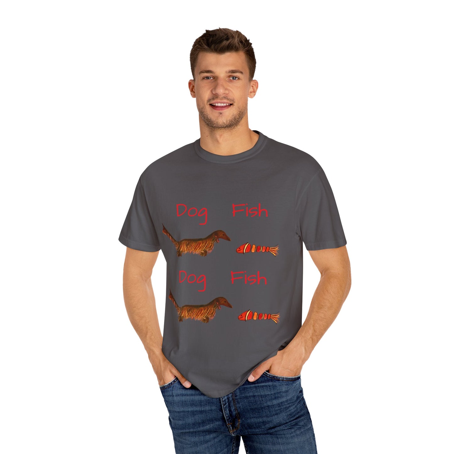 Dachsund and Fish T-Shirt - Cute and Whimsical Unisex Tee