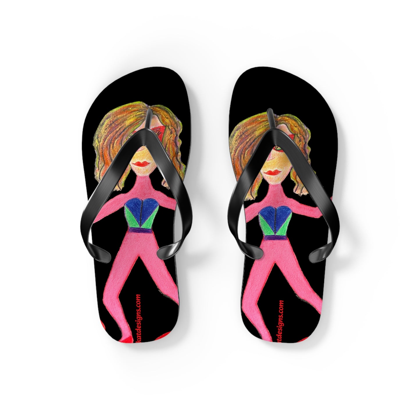 Super Heroine "PUSH" - Flip Flops (M) 9-10