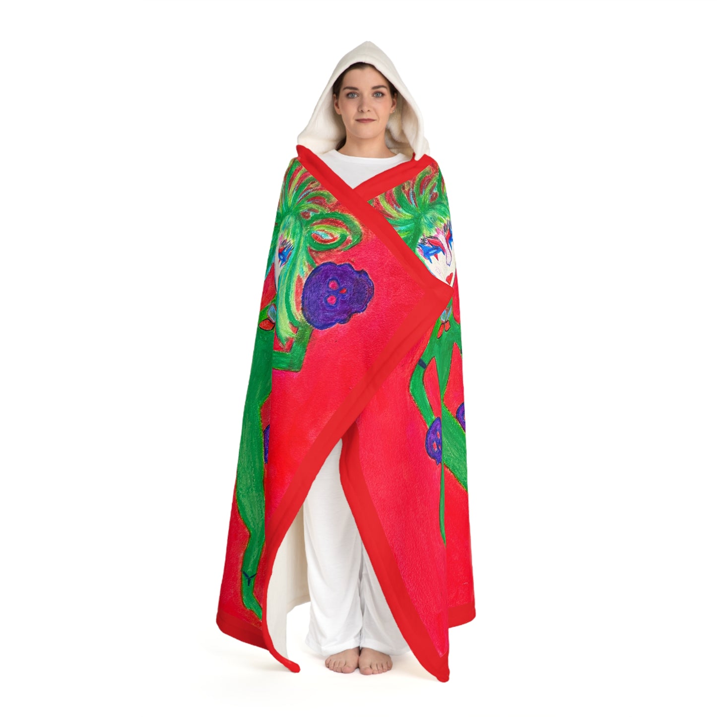 Super Heroine Punch! - Hooded Sherpa Fleece Blanket