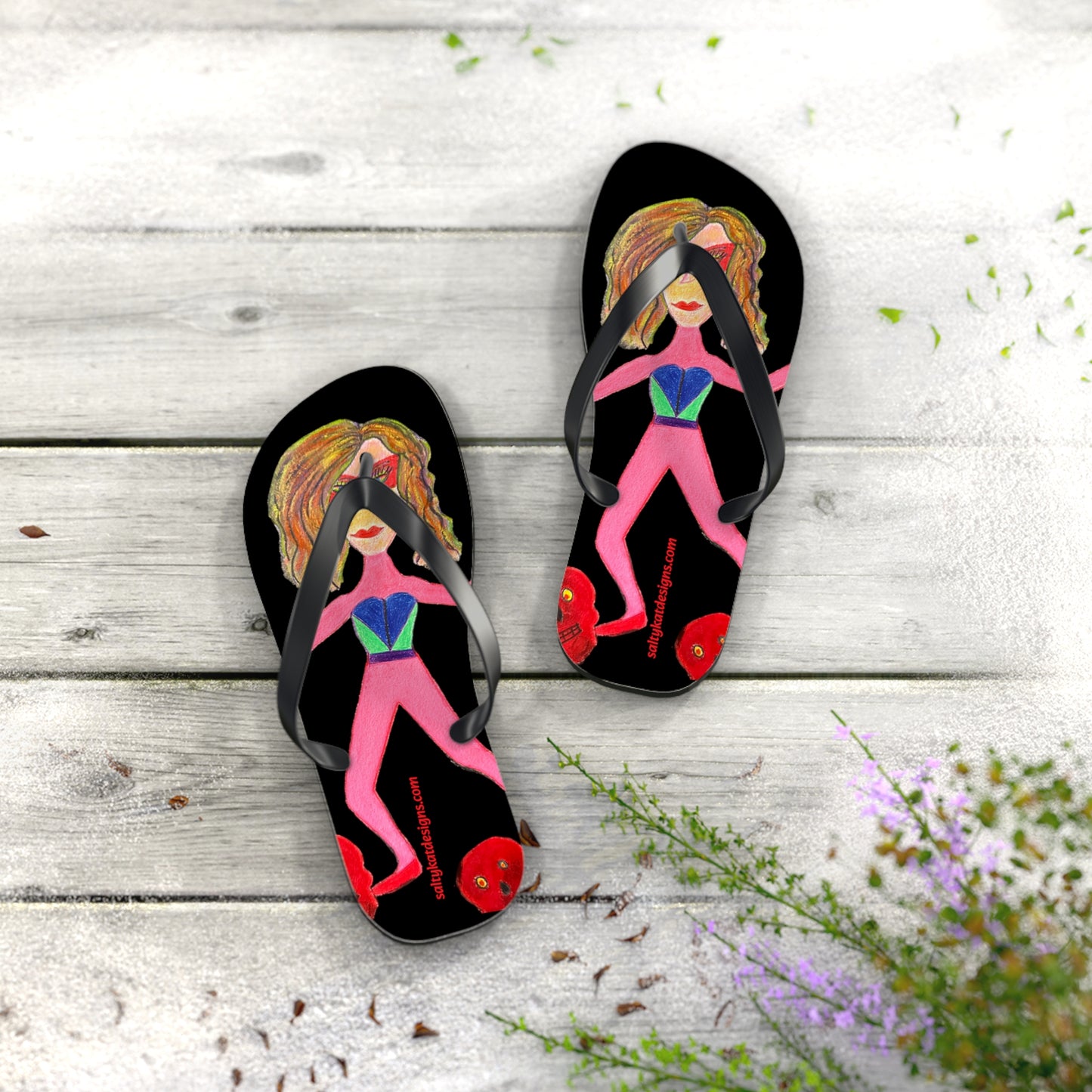 Super Heroine "PUSH" - Flip Flops (M) 9-10