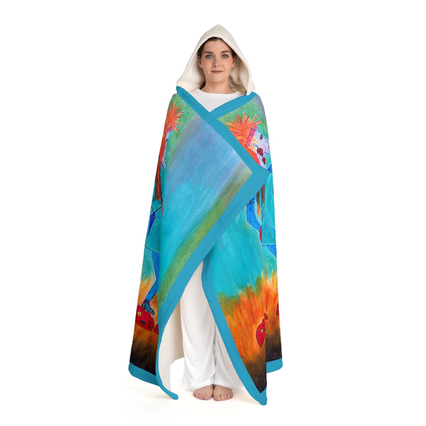 Super Heroine Fire Walker!  - Hooded Sherpa Fleece Blanket