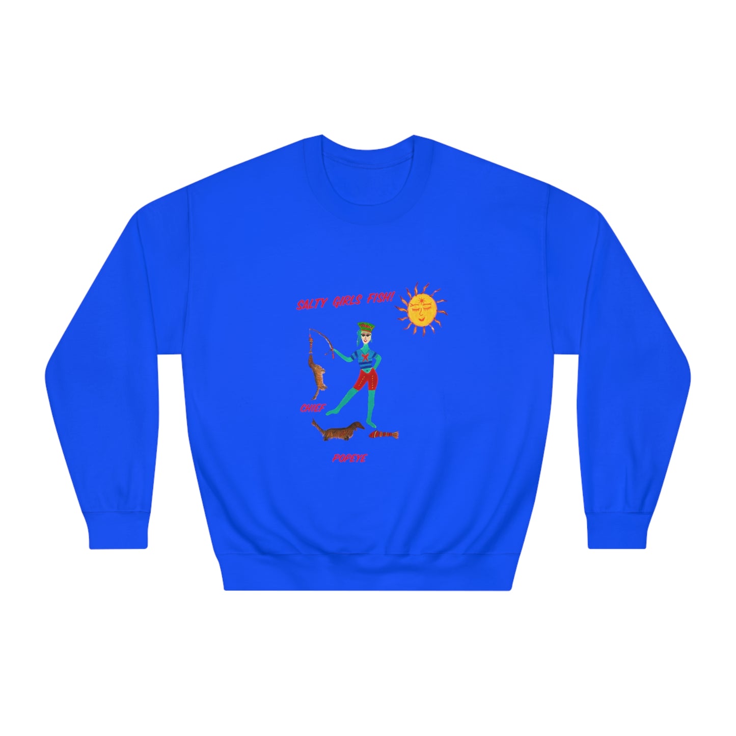 Salty Girls "Fish!" - Adult Unisex DryBlend® Crewneck Sweatshirt