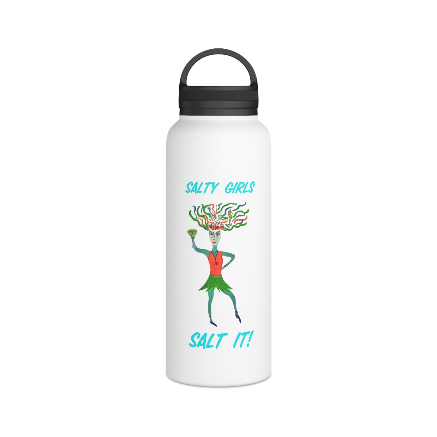 Salty Girls - "Salt It!" Stainless Steel Water Bottle, Handle Lid