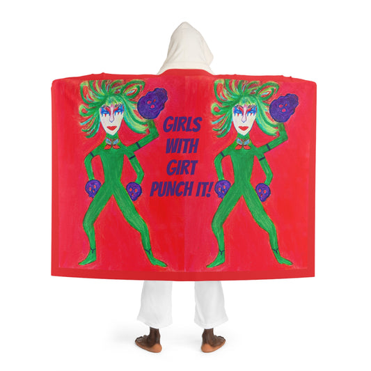 Super Heroine Punch! - Hooded Sherpa Fleece Blanket