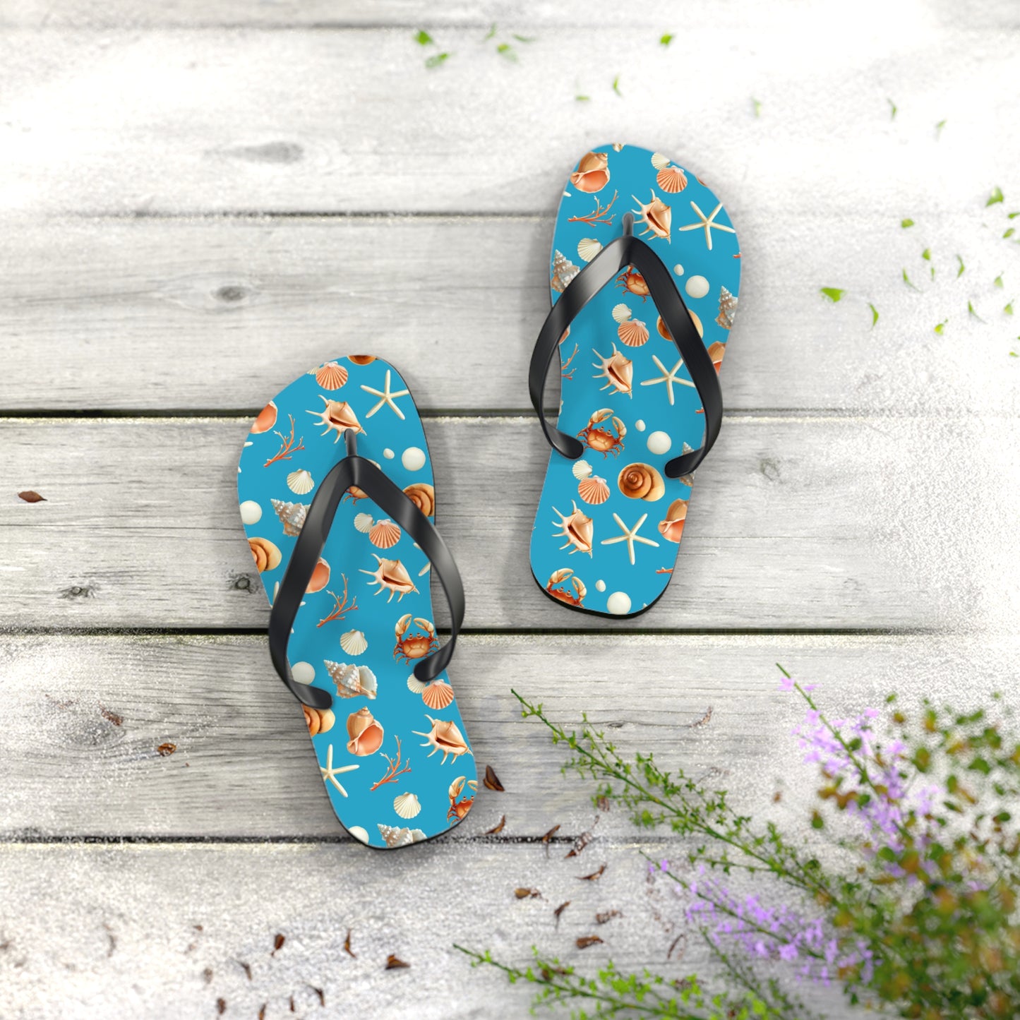 Sea Shells by the Seashore Flip Flops (M = 9/10 US)