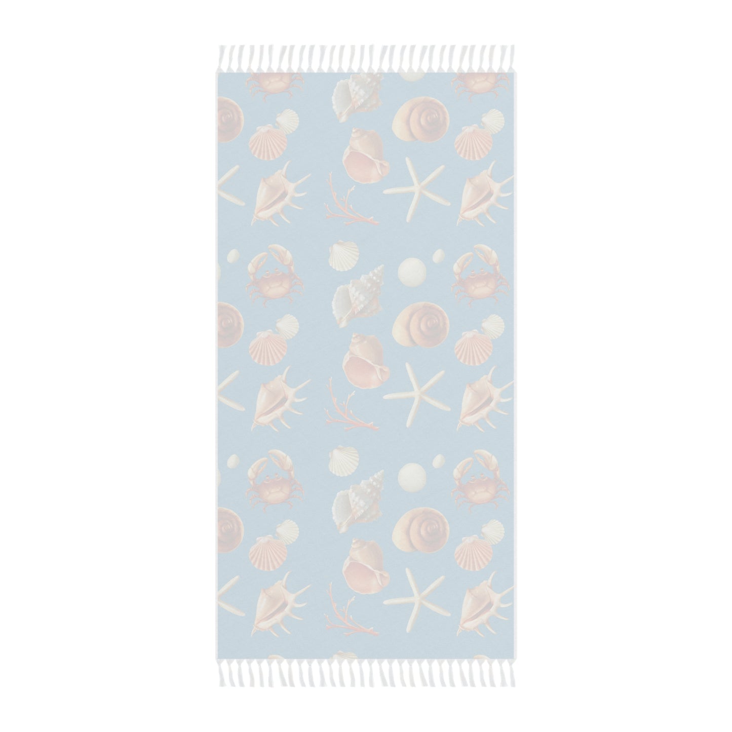 Boho Beach Towel with Seashell Design