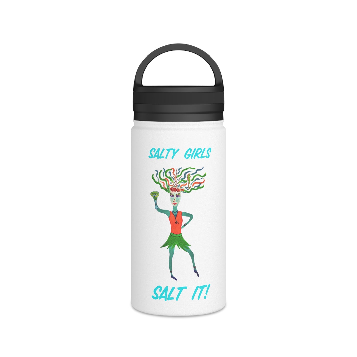 Salty Girls - "Salt It!" Stainless Steel Water Bottle, Handle Lid