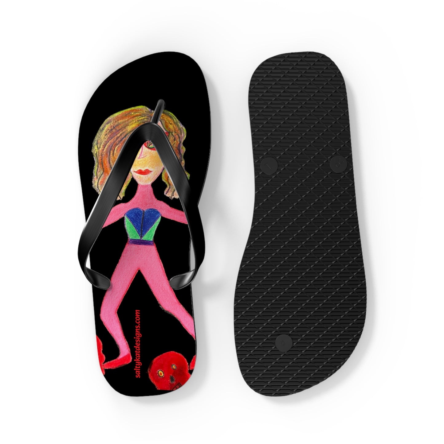 Super Heroine "PUSH" - Flip Flops (M) 9-10