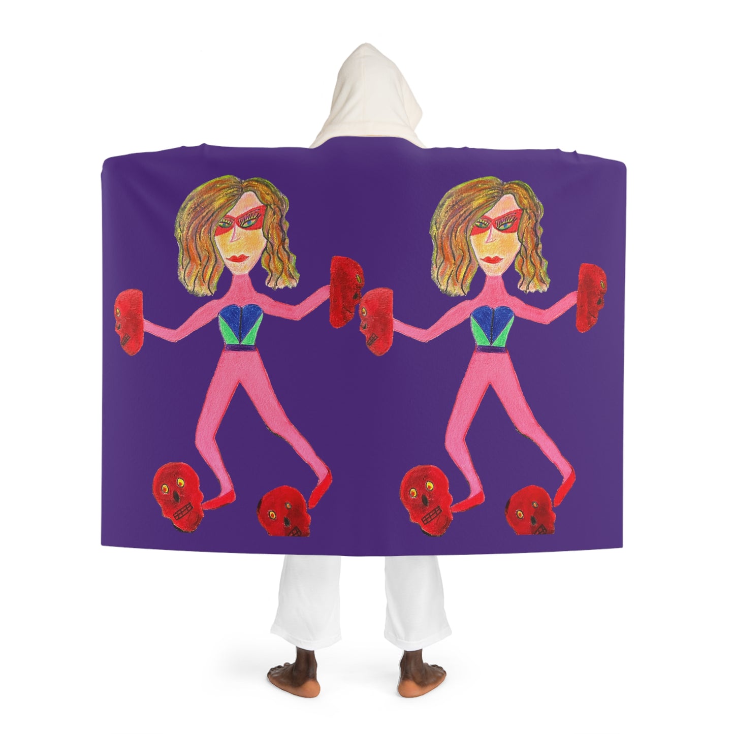 Super Heroine Push! No Lettering - Hooded Sherpa Fleece Blanket