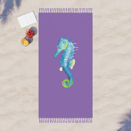 Boho Beach Towel with Seahorse #2