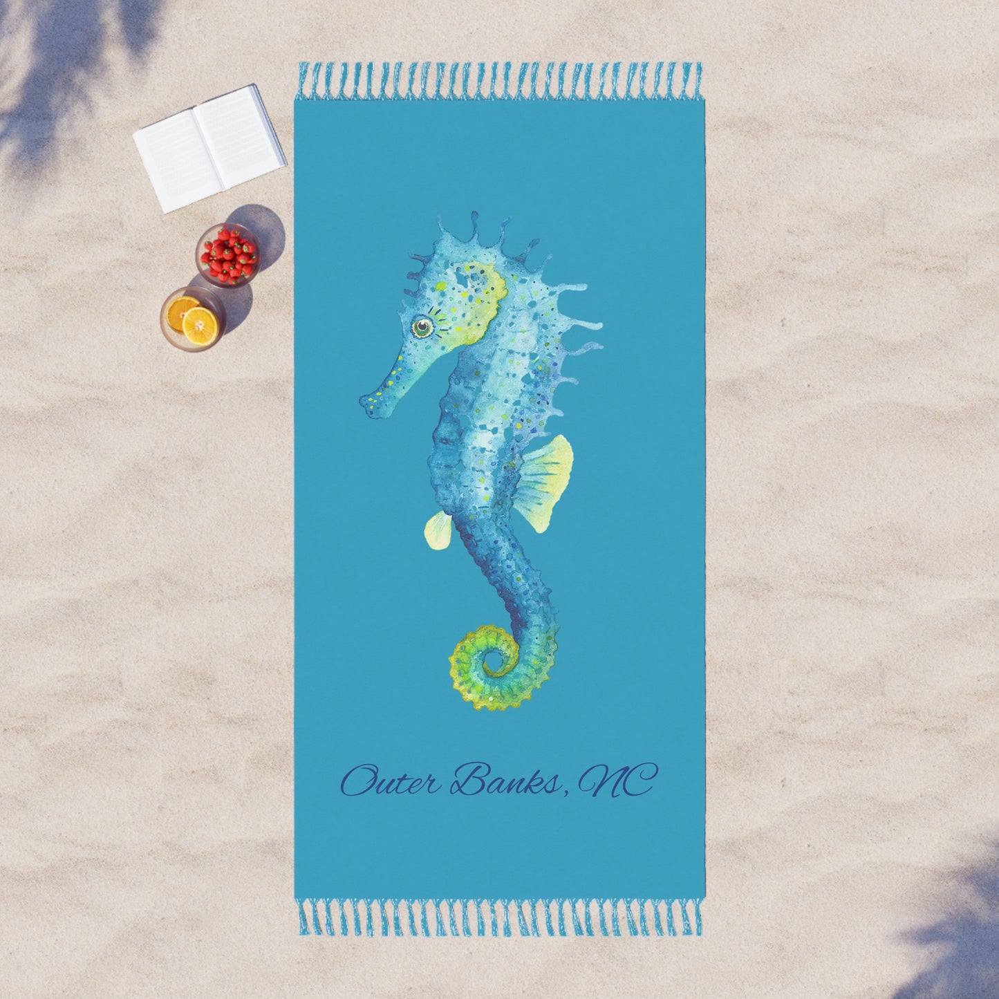 Boho Beach Towel with Seahorse #3