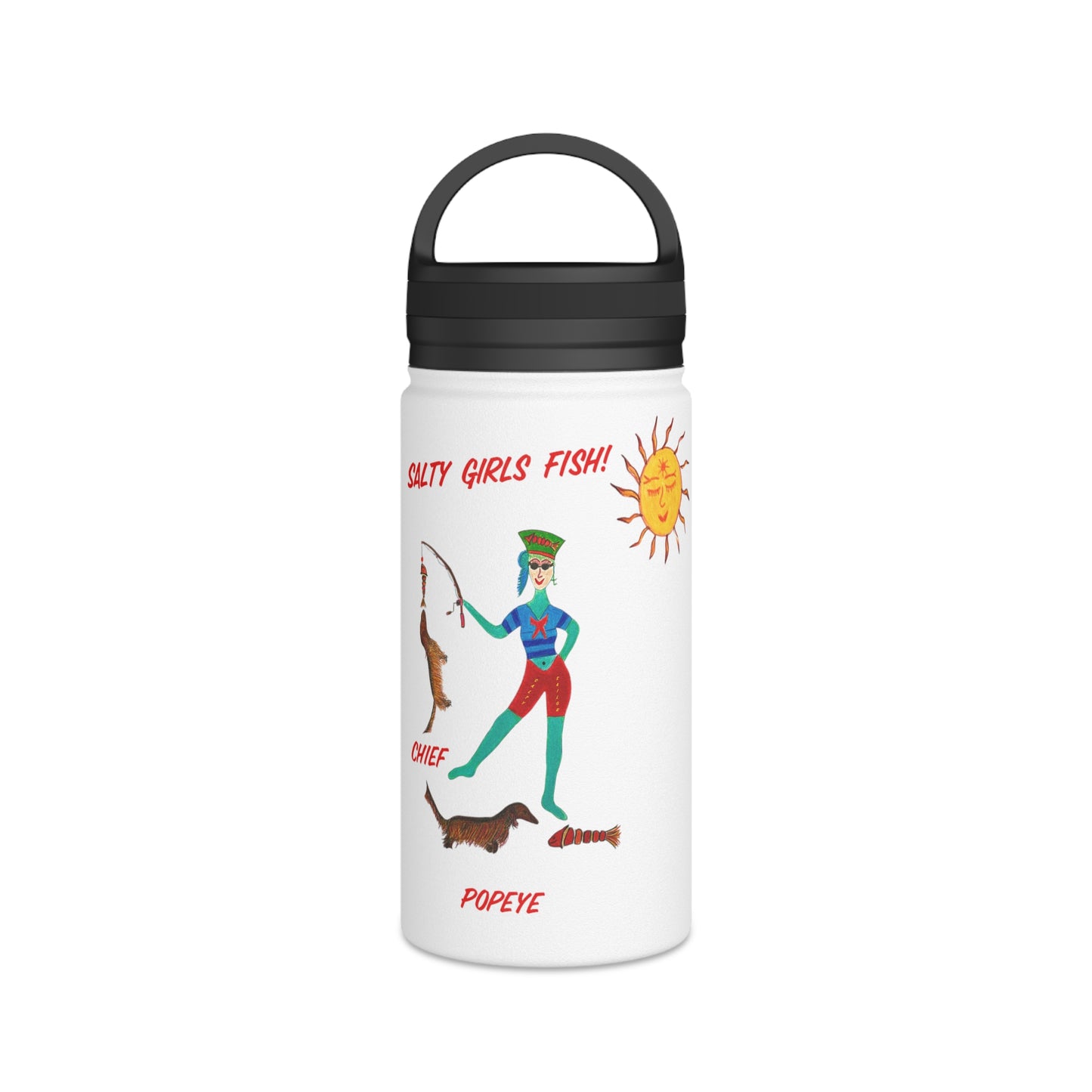 Salty Girls - "Fish!" - Stainless Steel Water Bottle, Handle Lid