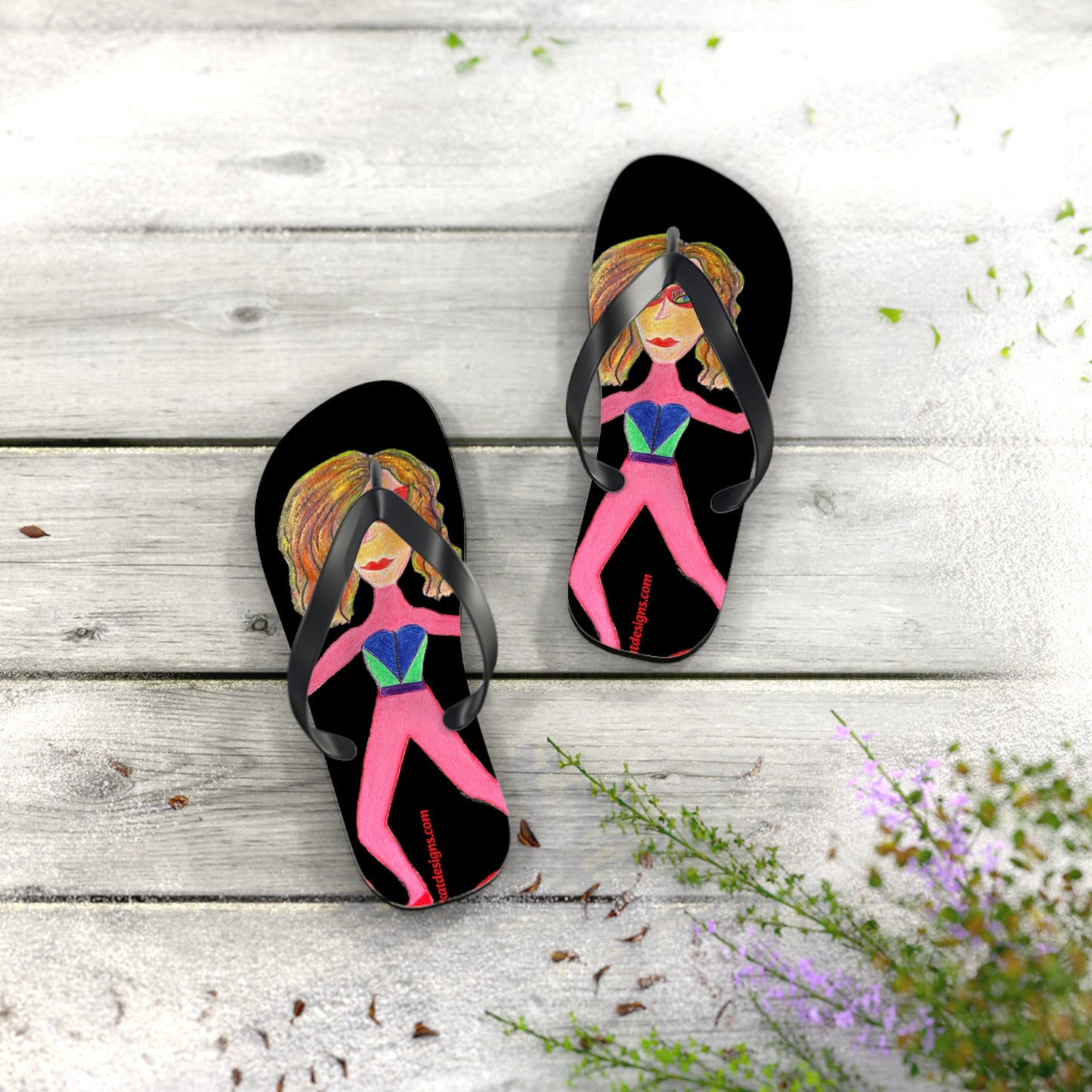 Super Heroine "PUSH" - Flip Flops (M) 9-10