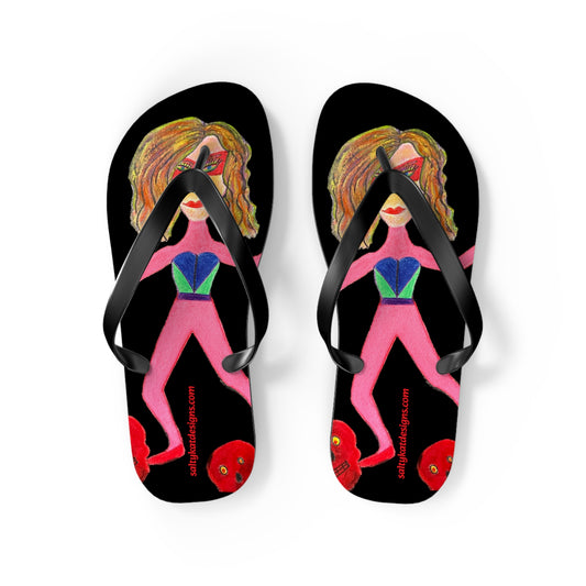 Super Heroine "PUSH" - Flip Flops (M) 9-10