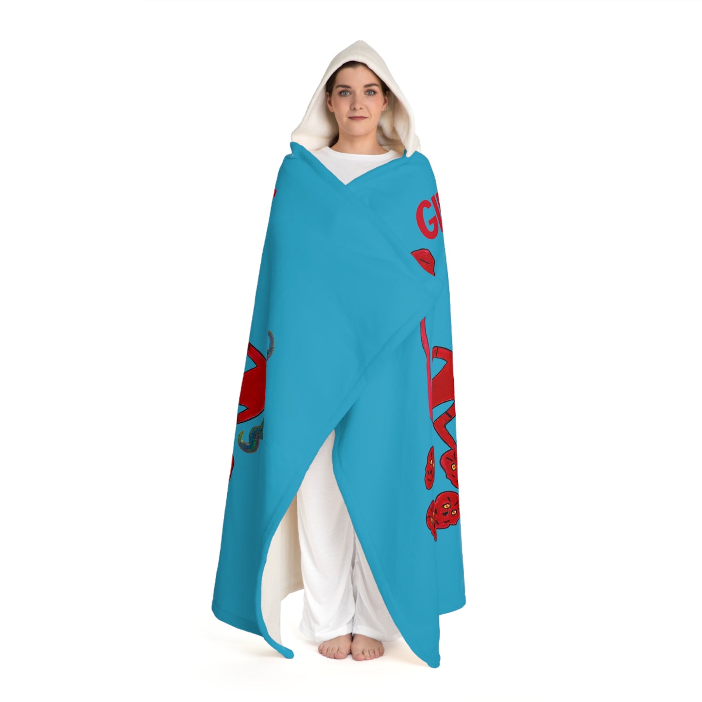 Super Heroine Kick!  - Hooded Sherpa Fleece Blanket