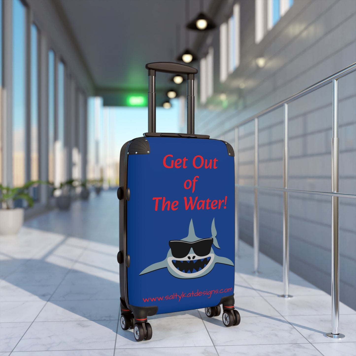 "GET OUT OF THE WATER!" Smiling Shark Suitcase