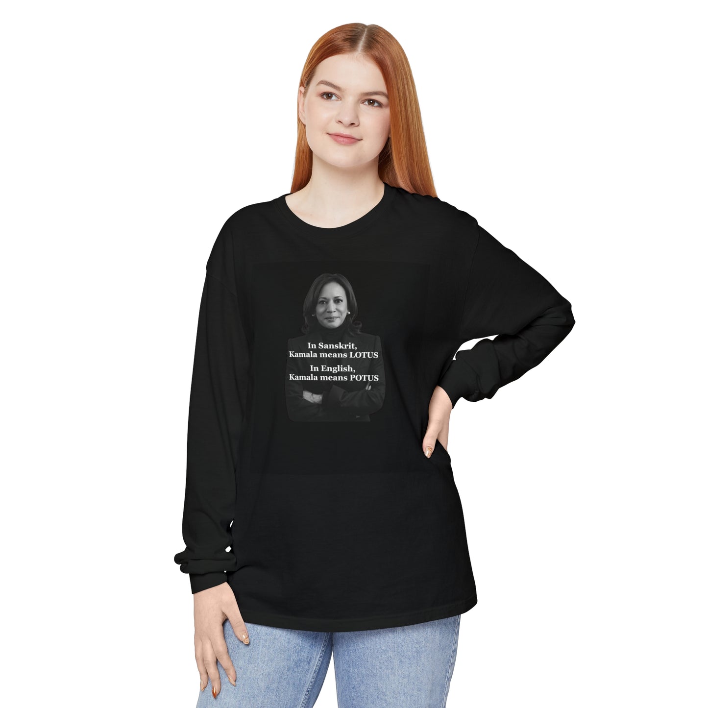 Lotus/Potus - Unisex Garment-dyed Long Sleeve T-Shirt