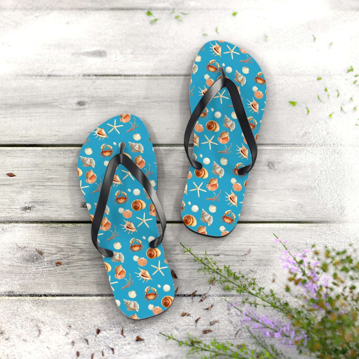 Sea Shells by the Seashore Flip Flops (S = 7/8  US)