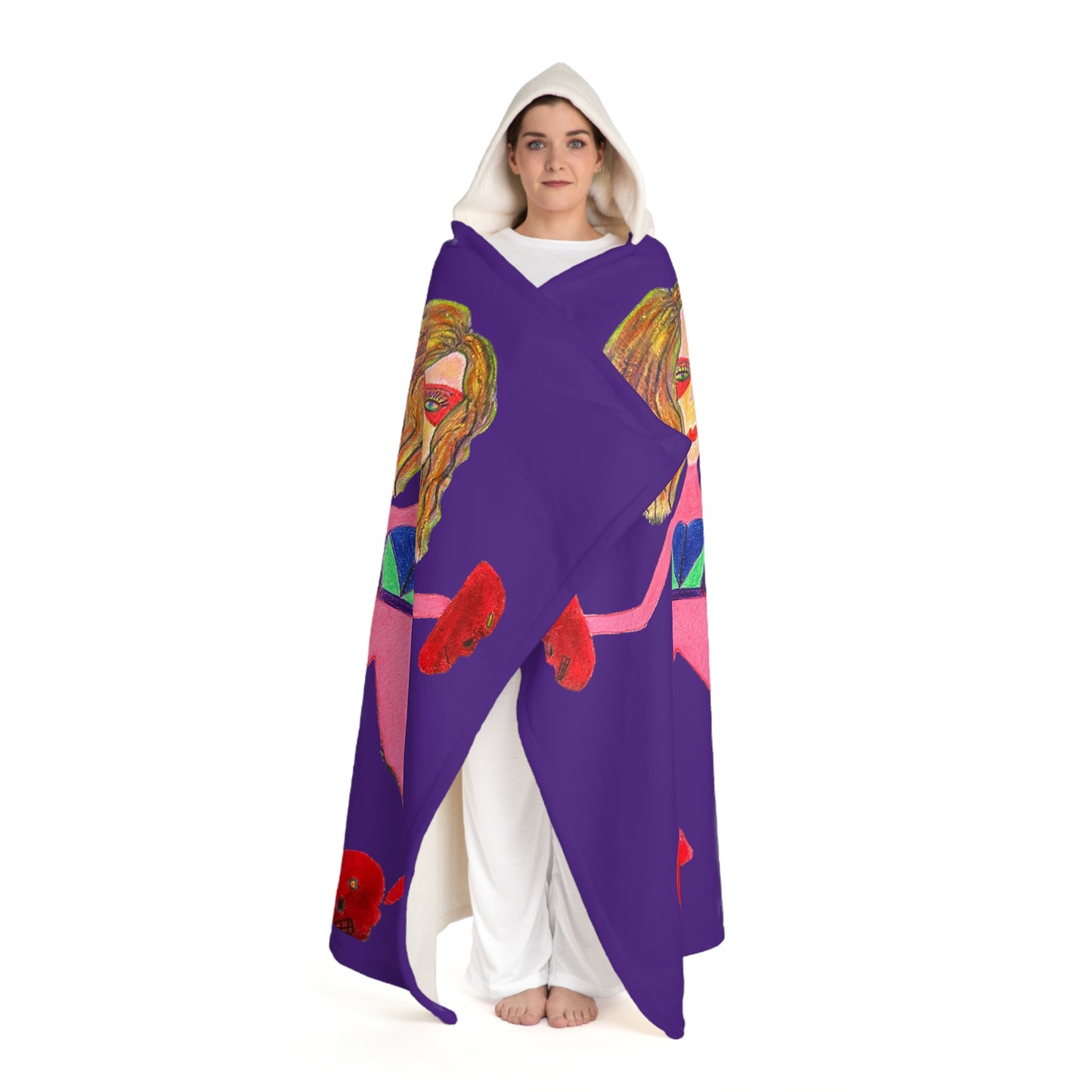 Super Heroine Push! No Lettering - Hooded Sherpa Fleece Blanket