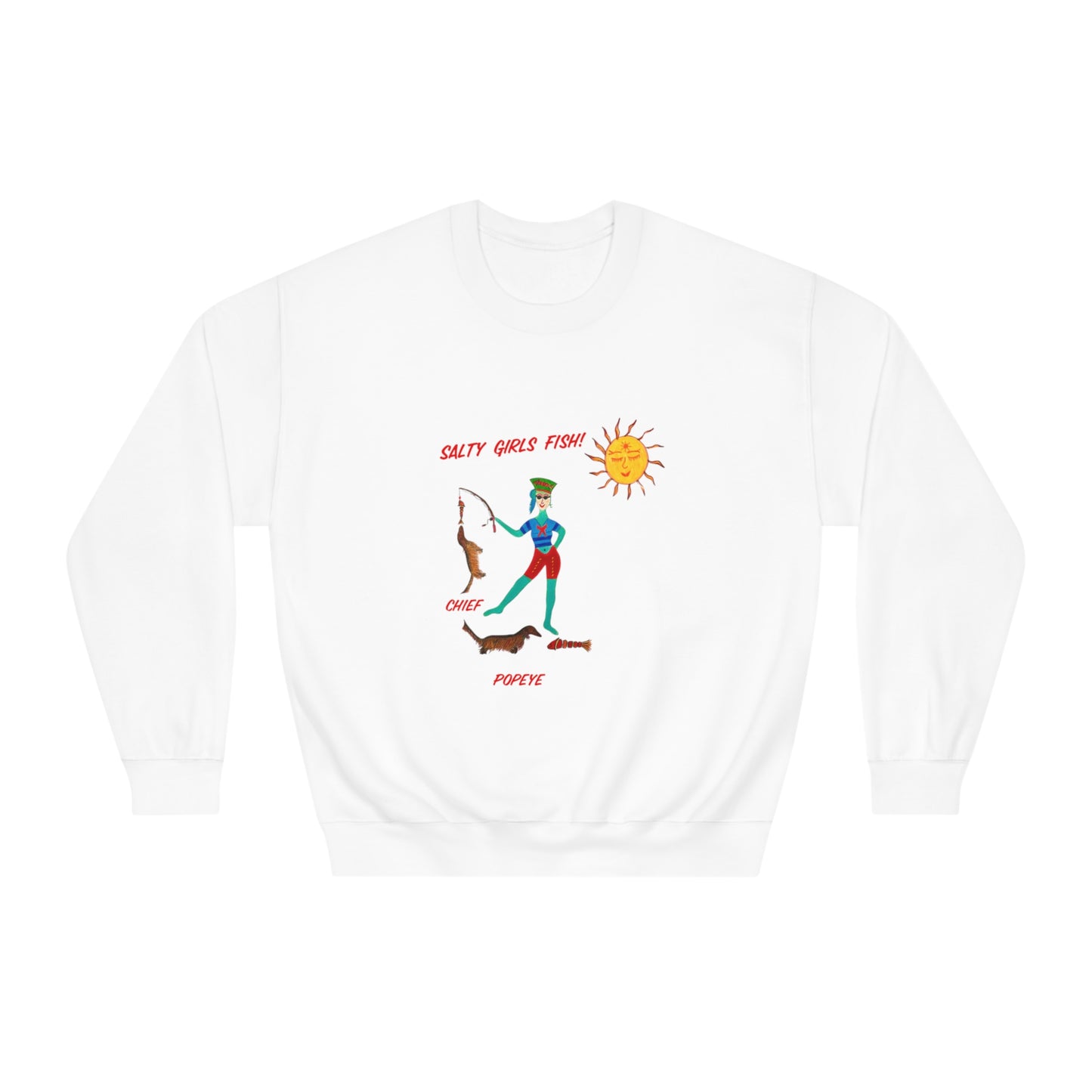 Salty Girls "Fish!" - Adult Unisex DryBlend® Crewneck Sweatshirt