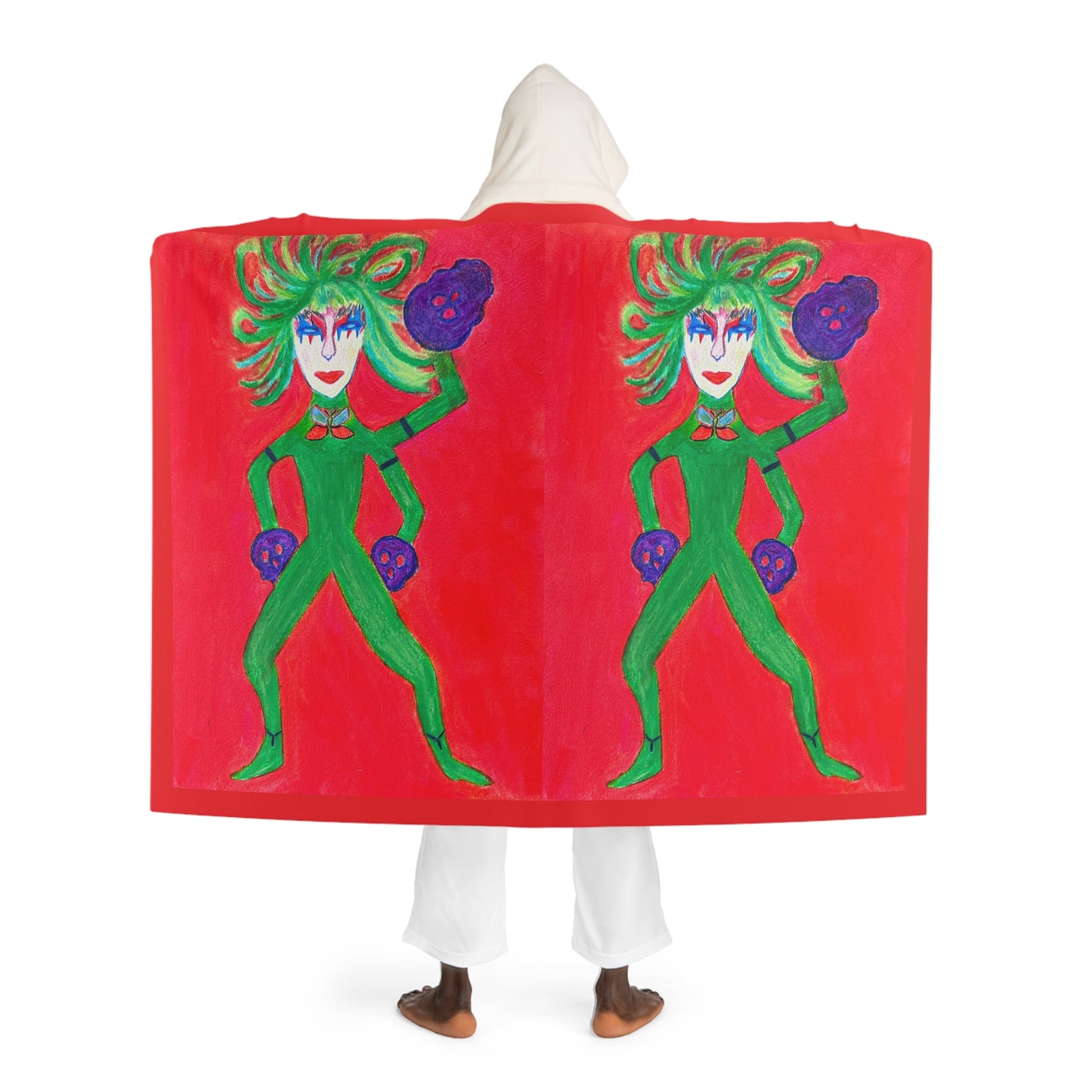 Super Heroine Punch! No Lettering - Hooded Sherpa Fleece Blanket